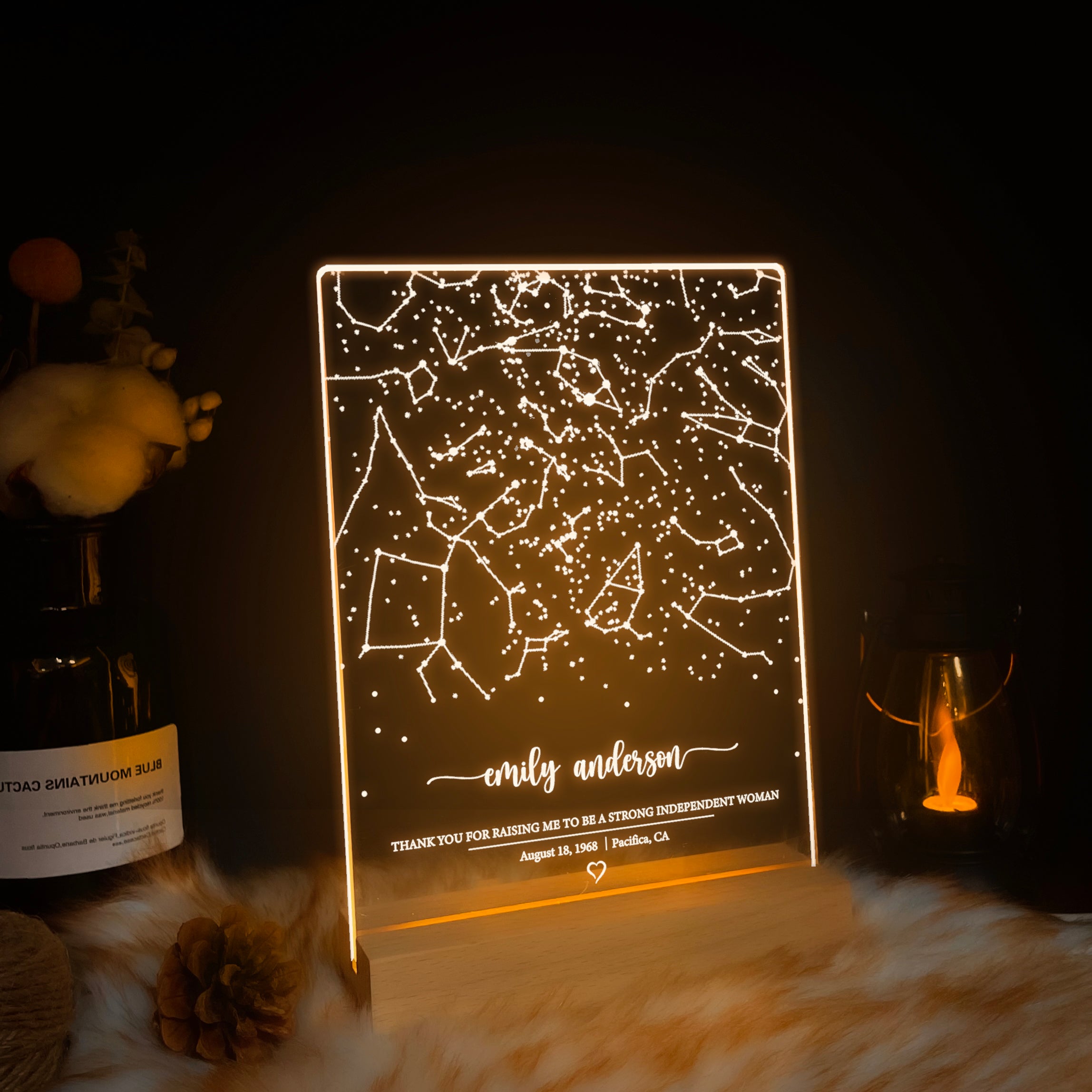 Personalized Night Sky Star Map by Date – Custom Constellation Print & Night Light (STAR02MM)