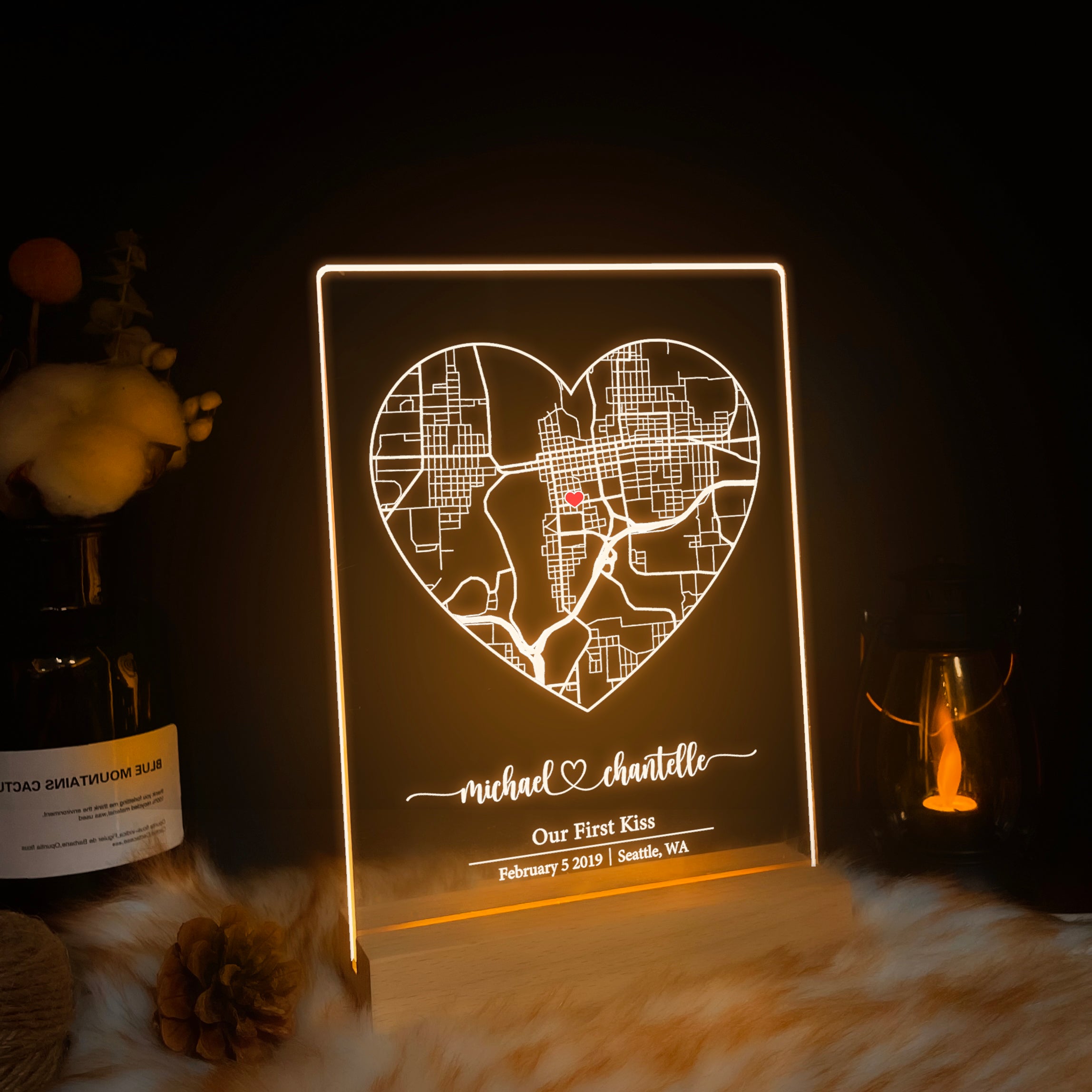 Custom Location Map Acrylic Night Light (MAP02)