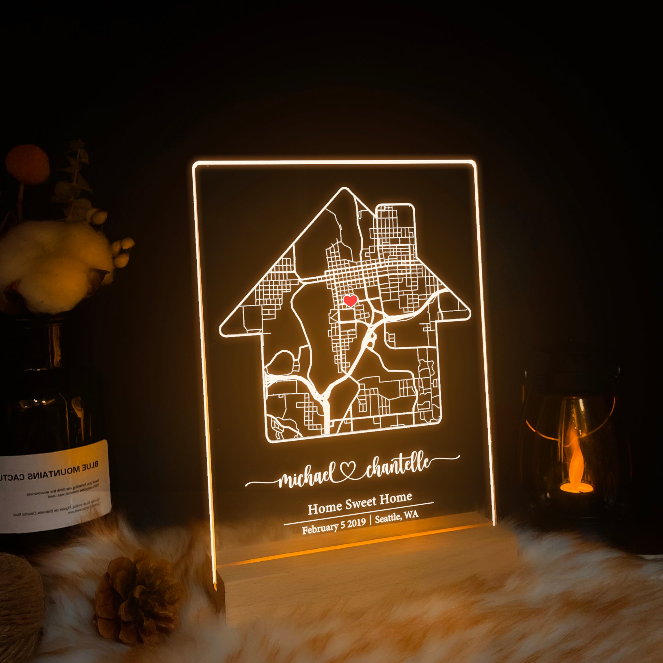 Custom Location Map Acrylic Night Light (MAP04)