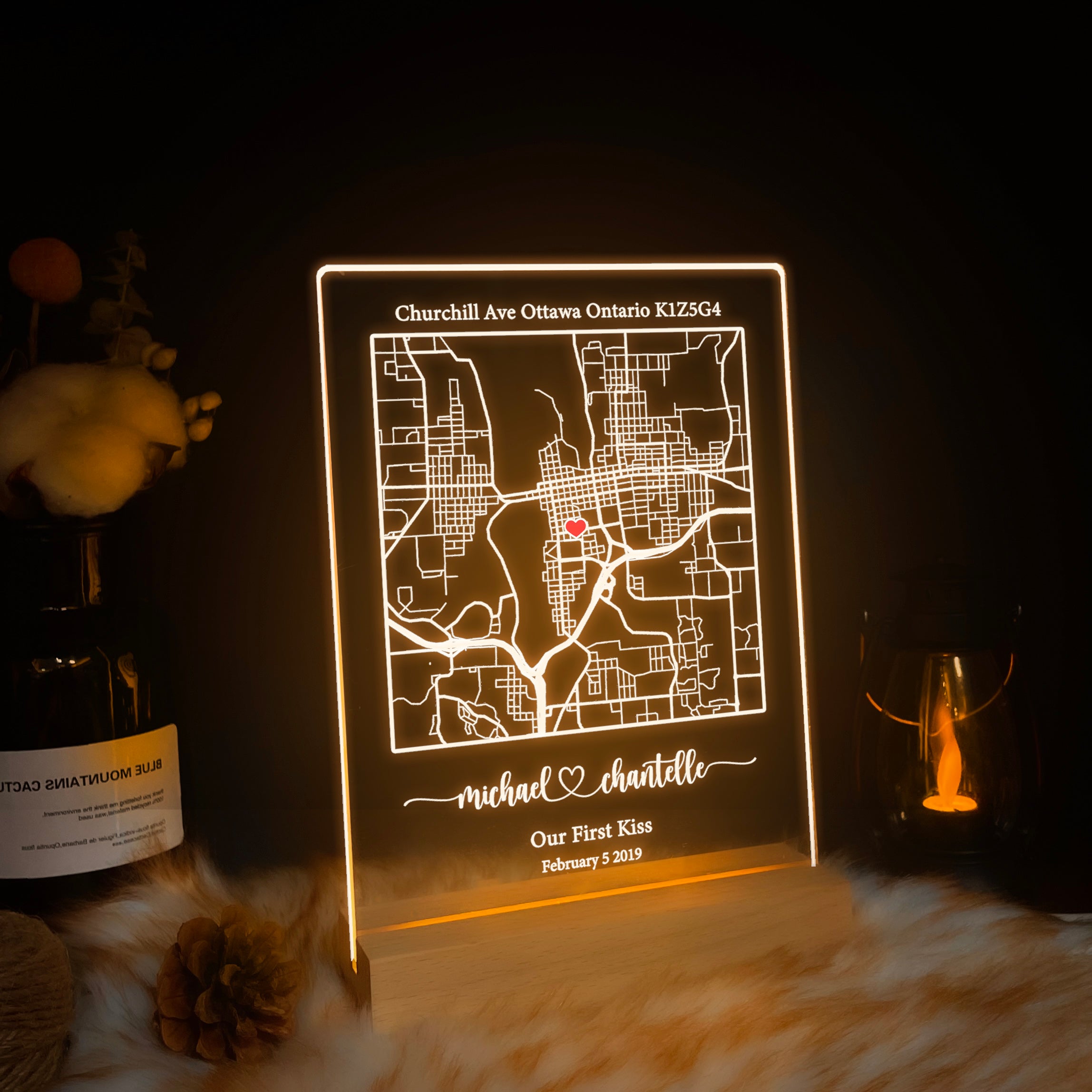 Custom Location Map Acrylic Night Light (MAP06)