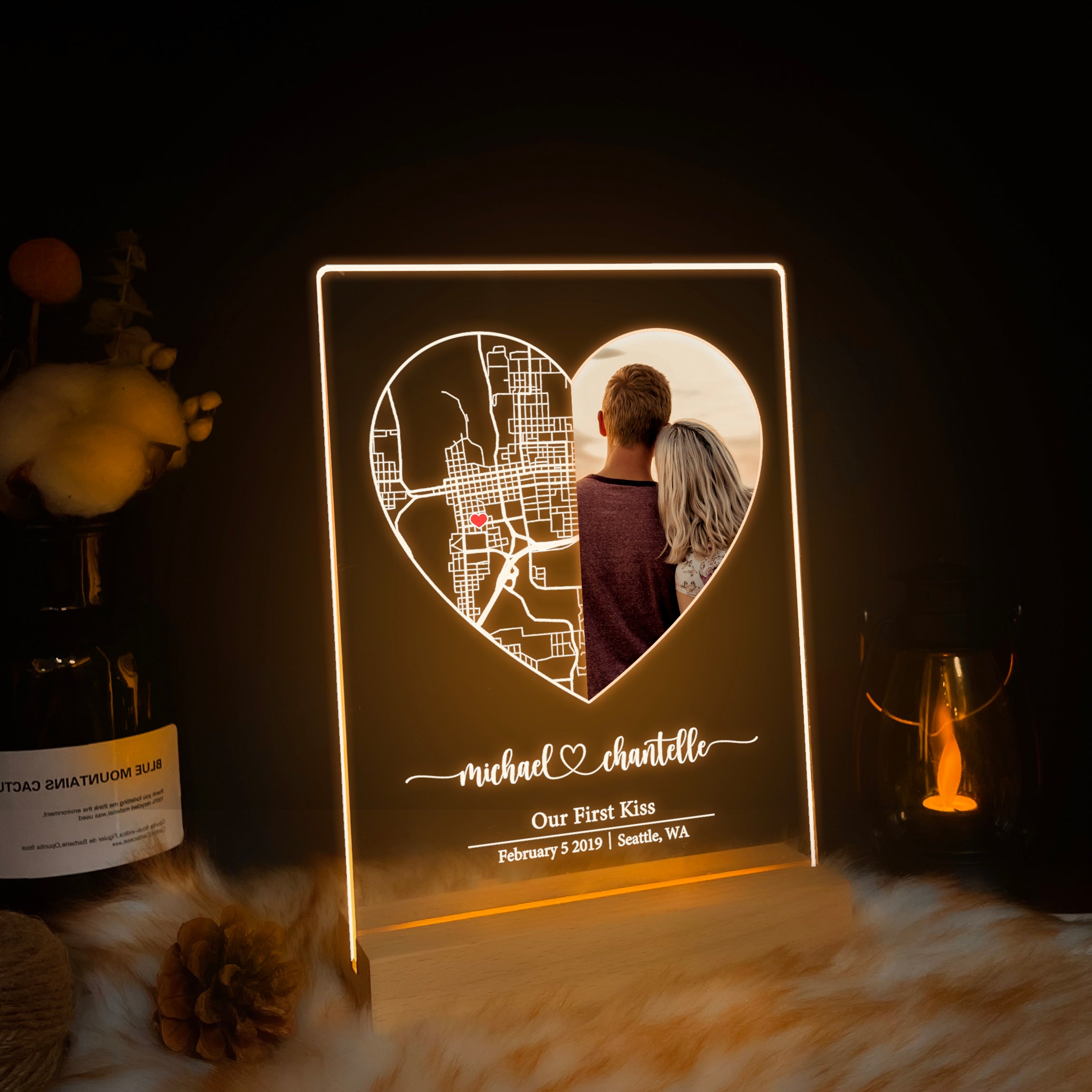 Custom Location Map and Photo Night Light (MAP07)