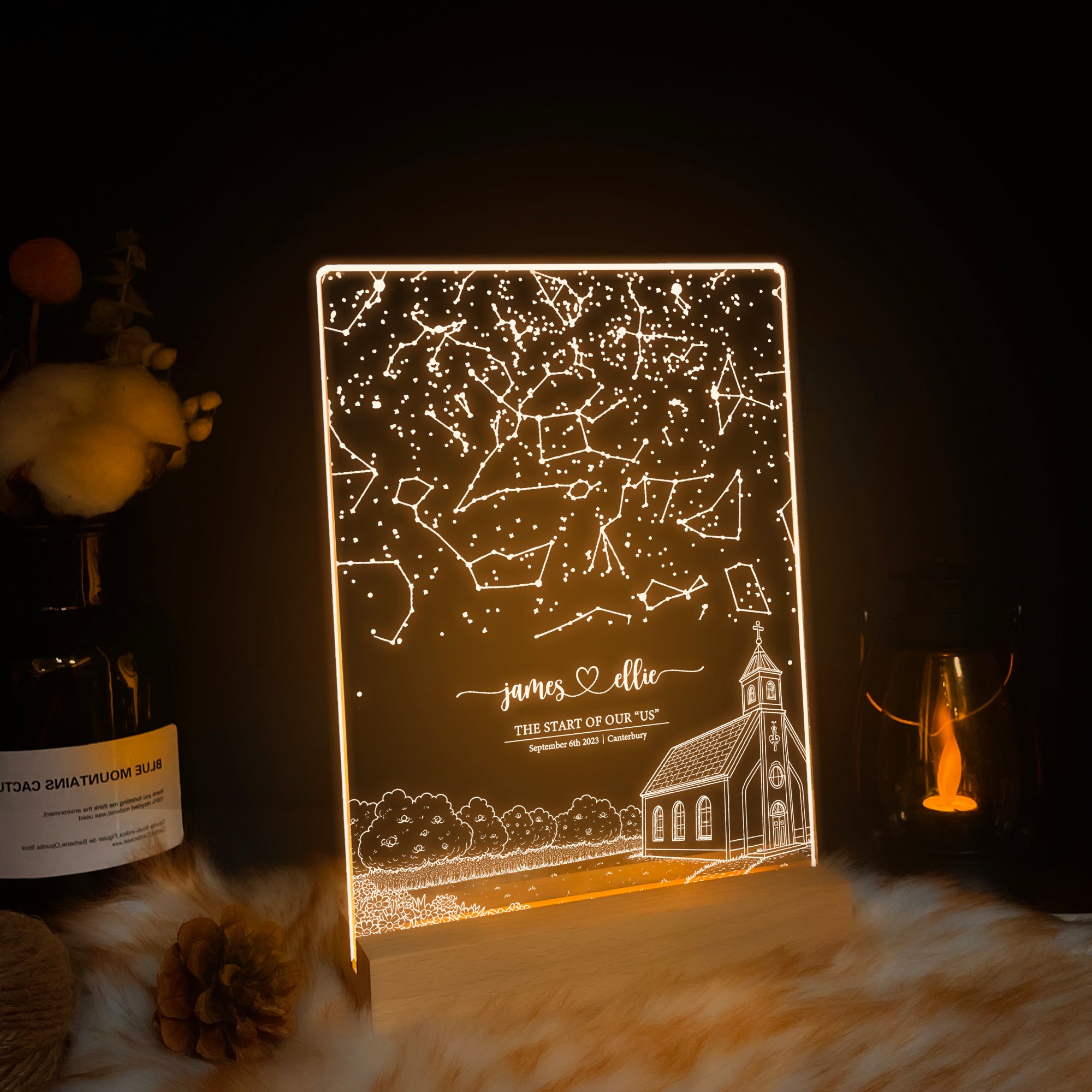 Personalized Night Sky Star Map by Date – Custom Constellation Print & Night Light (STAR01AC)