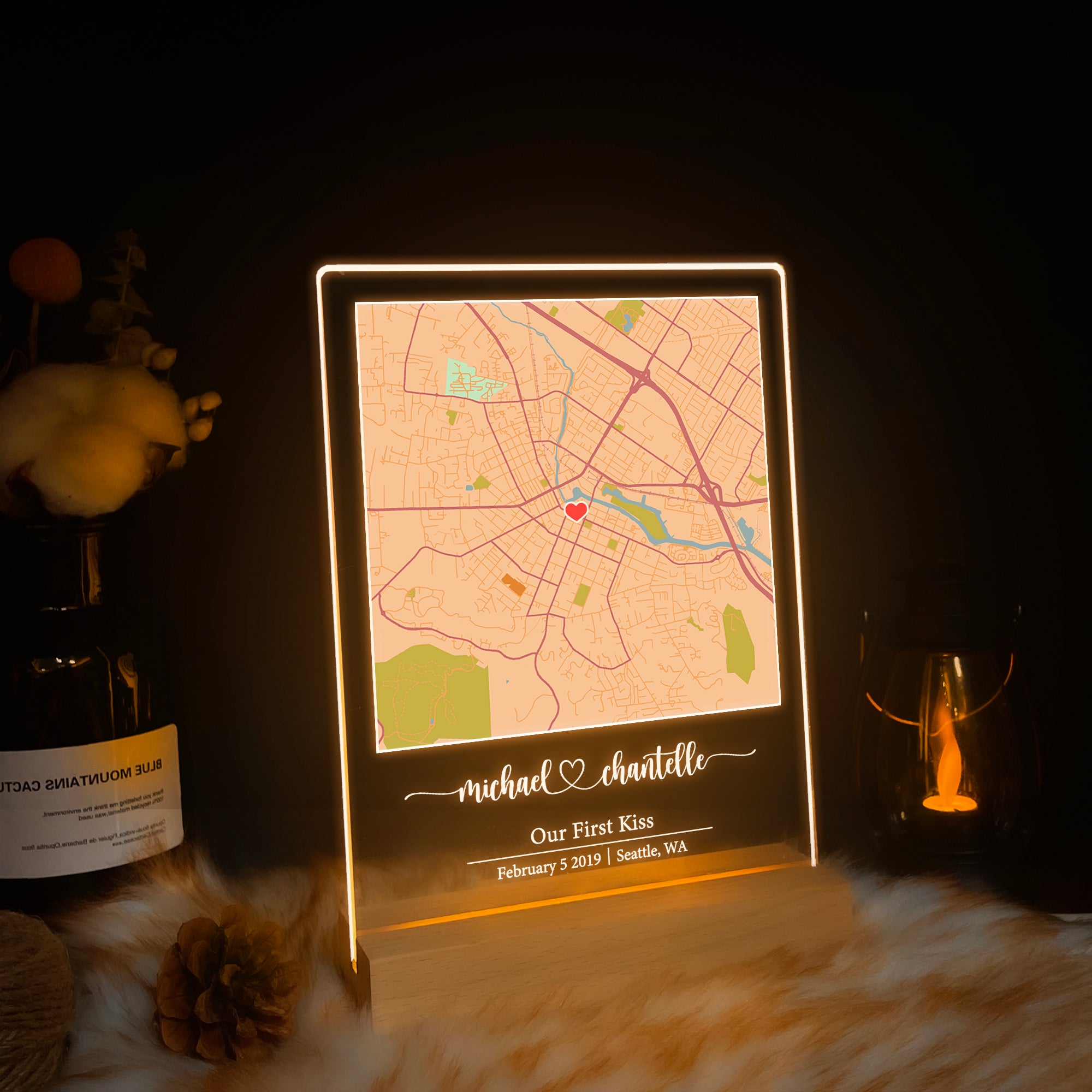 Custom Location Map Acrylic Night Light (MAP12)