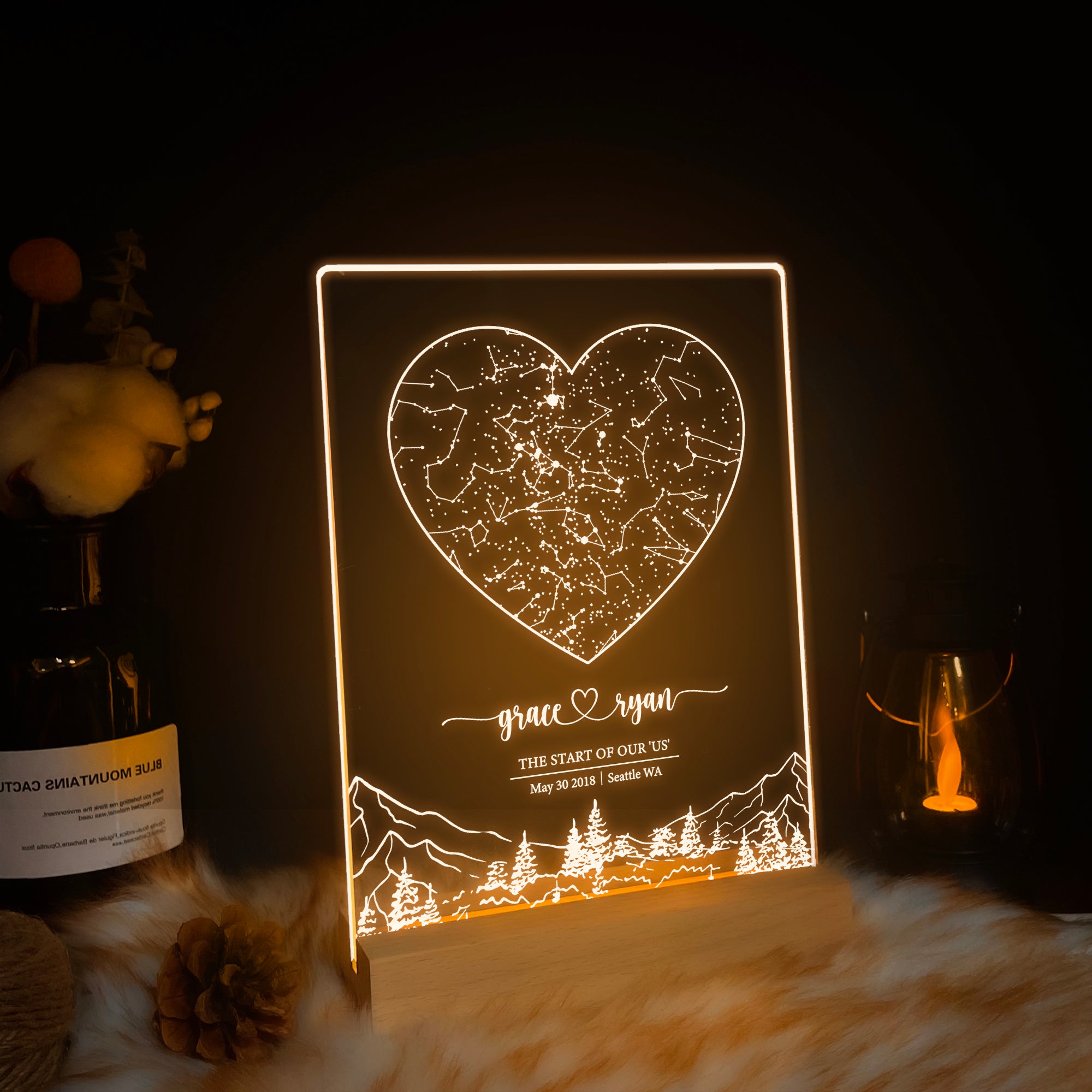 Personalized Night Sky Star Map by Date – Custom Constellation Print & Night Light (STAR01S)