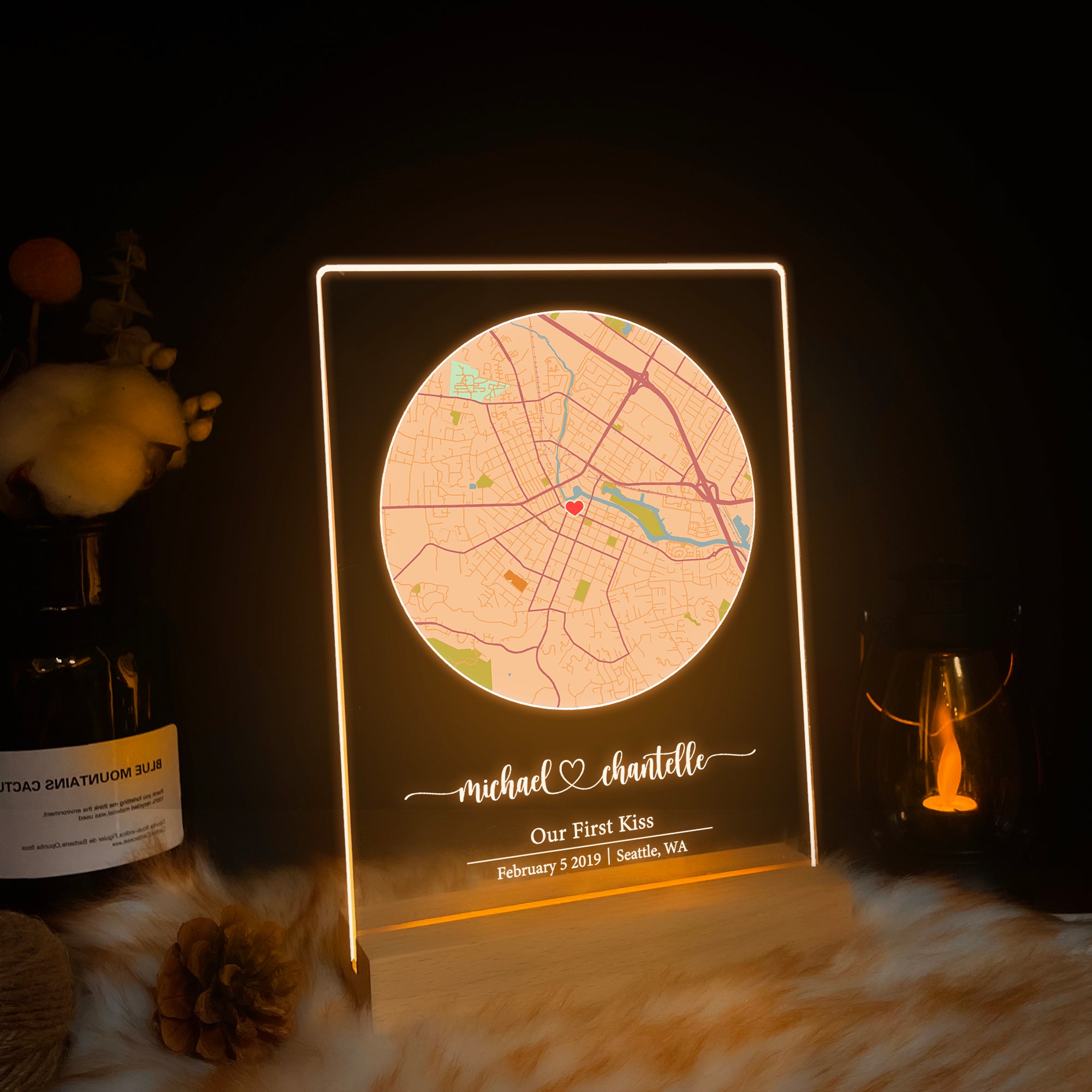 Custom Location Map Acrylic Night Light (MAP13)