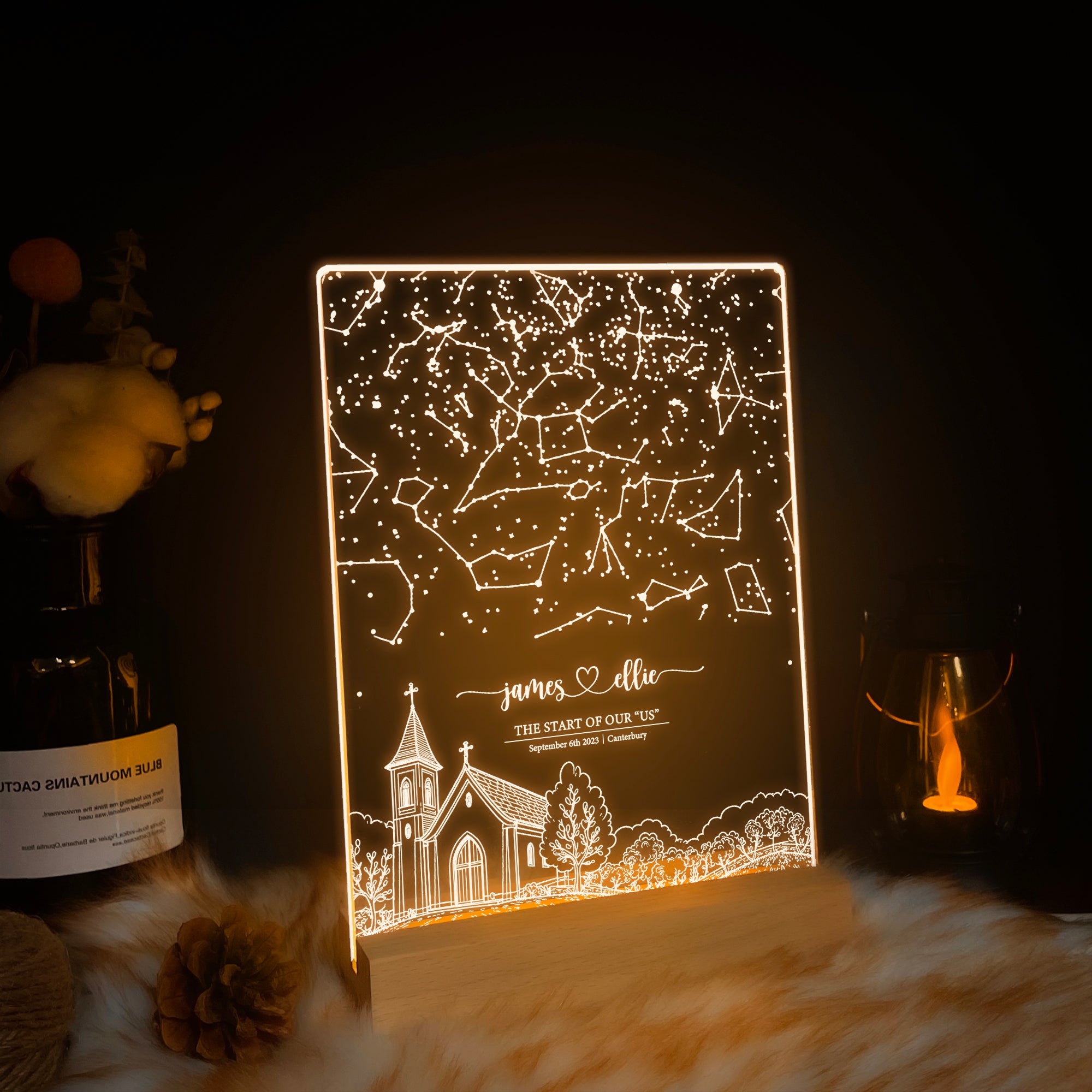 Personalized Night Sky Star Map by Date – Custom Constellation Print & Night Light (STAR01AD)