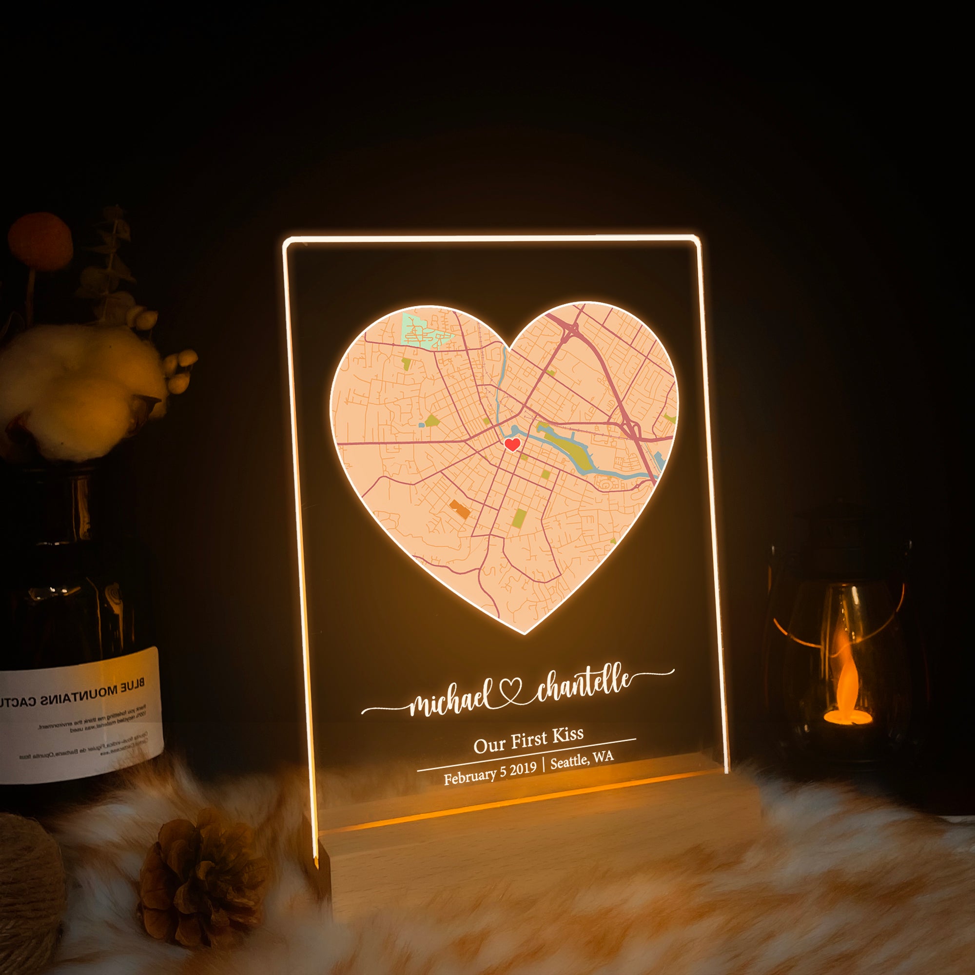 Custom Location Map Acrylic Night Light (MAP14)