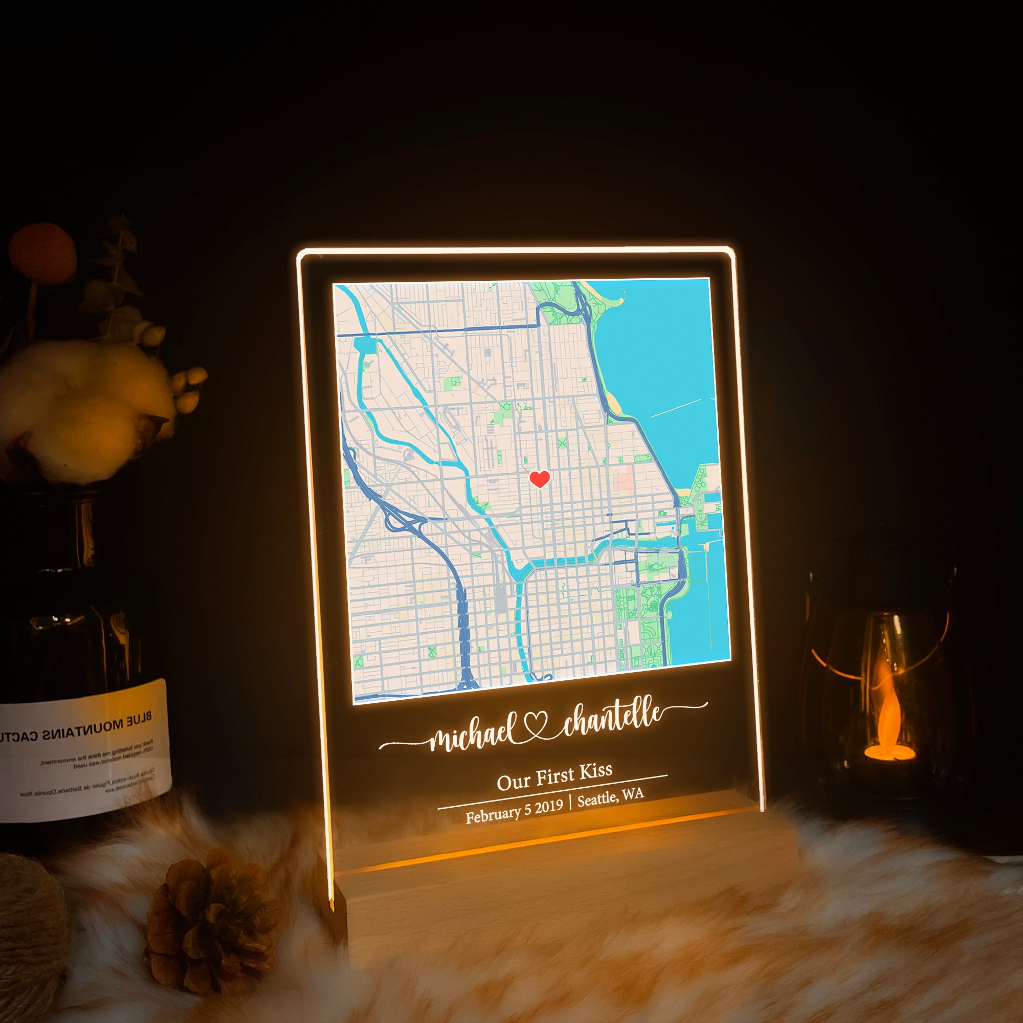 Custom Location Map Acrylic Night Light (MAP15)
