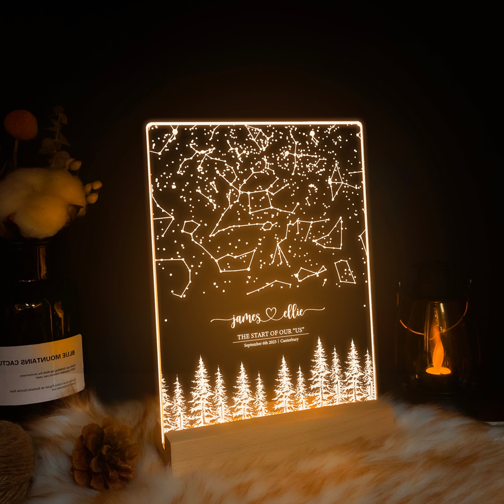 Personalized Night Sky Star Map by Date – Custom Constellation Print & Night Light (STAR01AE)