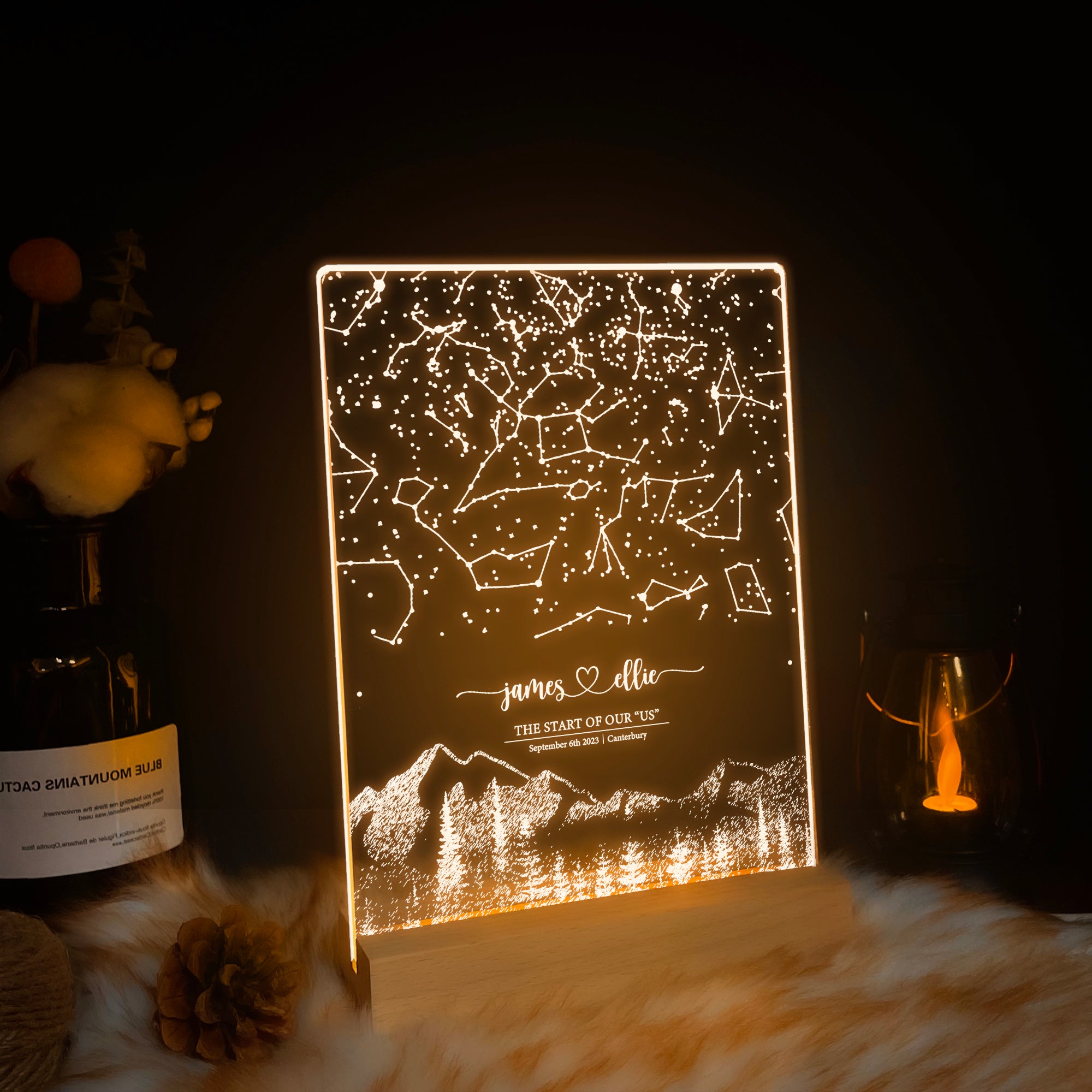 Personalized Night Sky Star Map by Date – Custom Constellation Print & Night Light (STAR01AF)