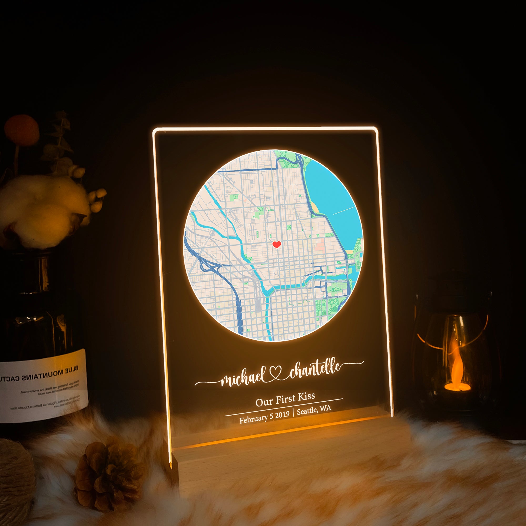 Custom Location Map Acrylic Night Light (MAP16)