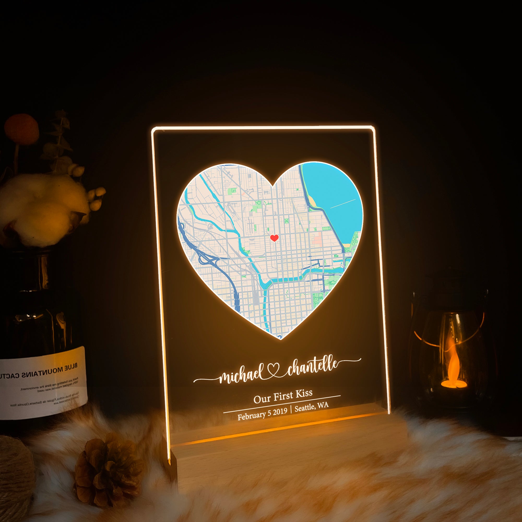 Custom Location Map Acrylic Night Light (MAP17)