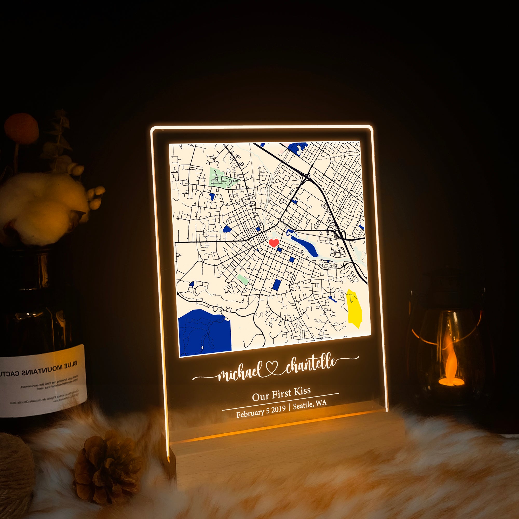 Custom Location Map Acrylic Night Light (MAP18)