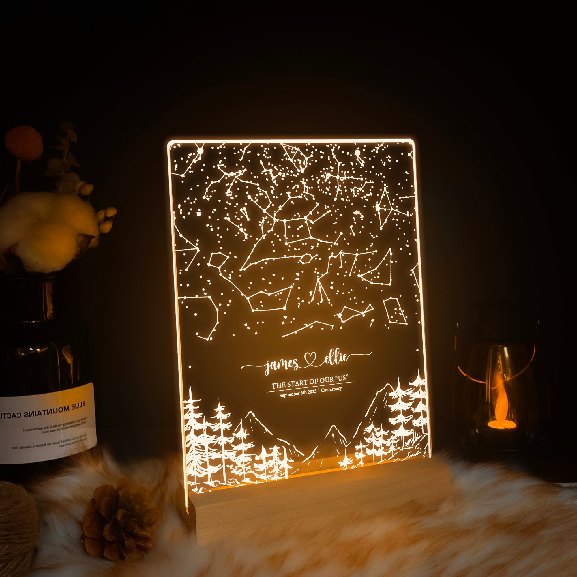 Personalized Night Sky Star Map by Date – Custom Constellation Print & Night Light (STAR01AG)