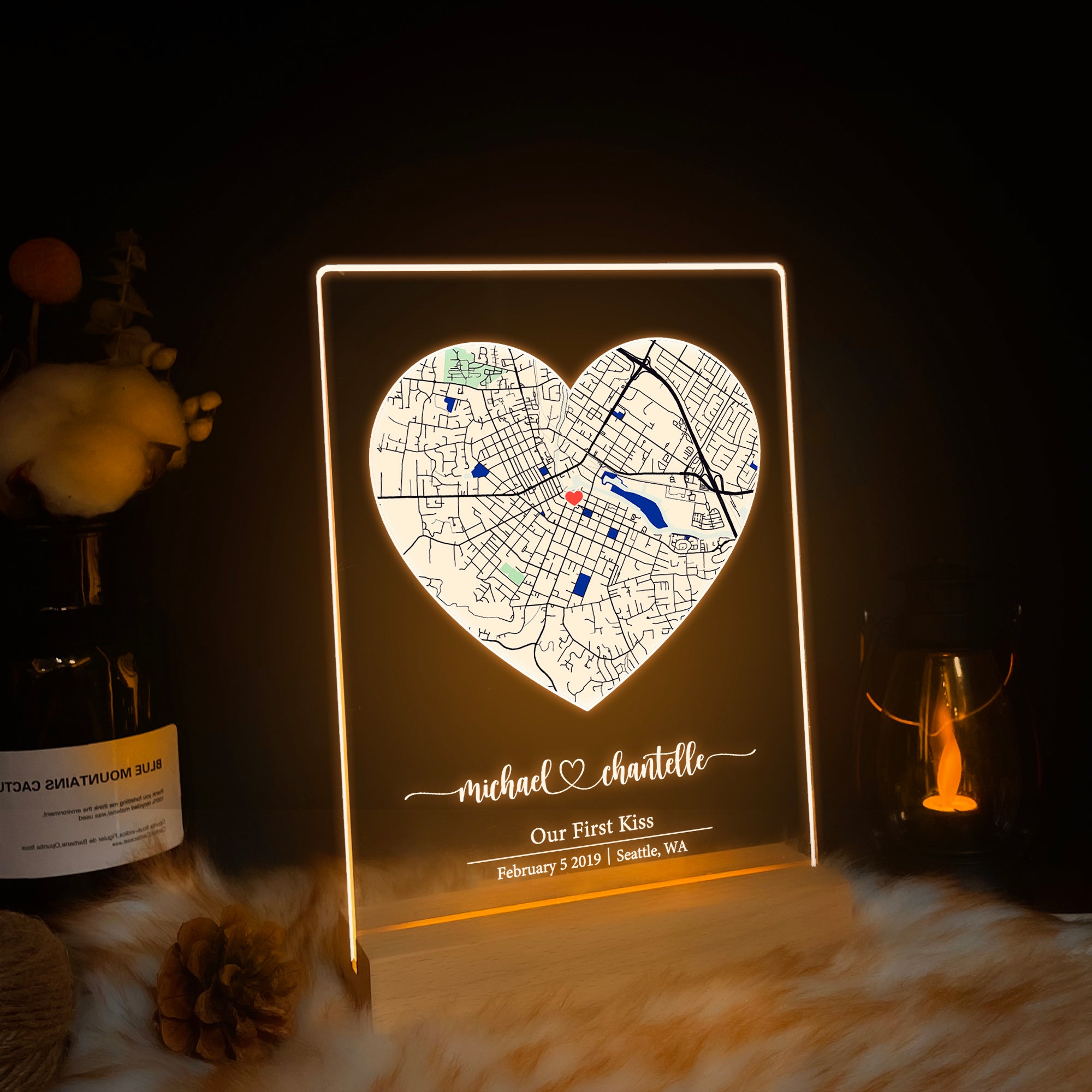 Custom Location Map Acrylic Night Light (MAP20)