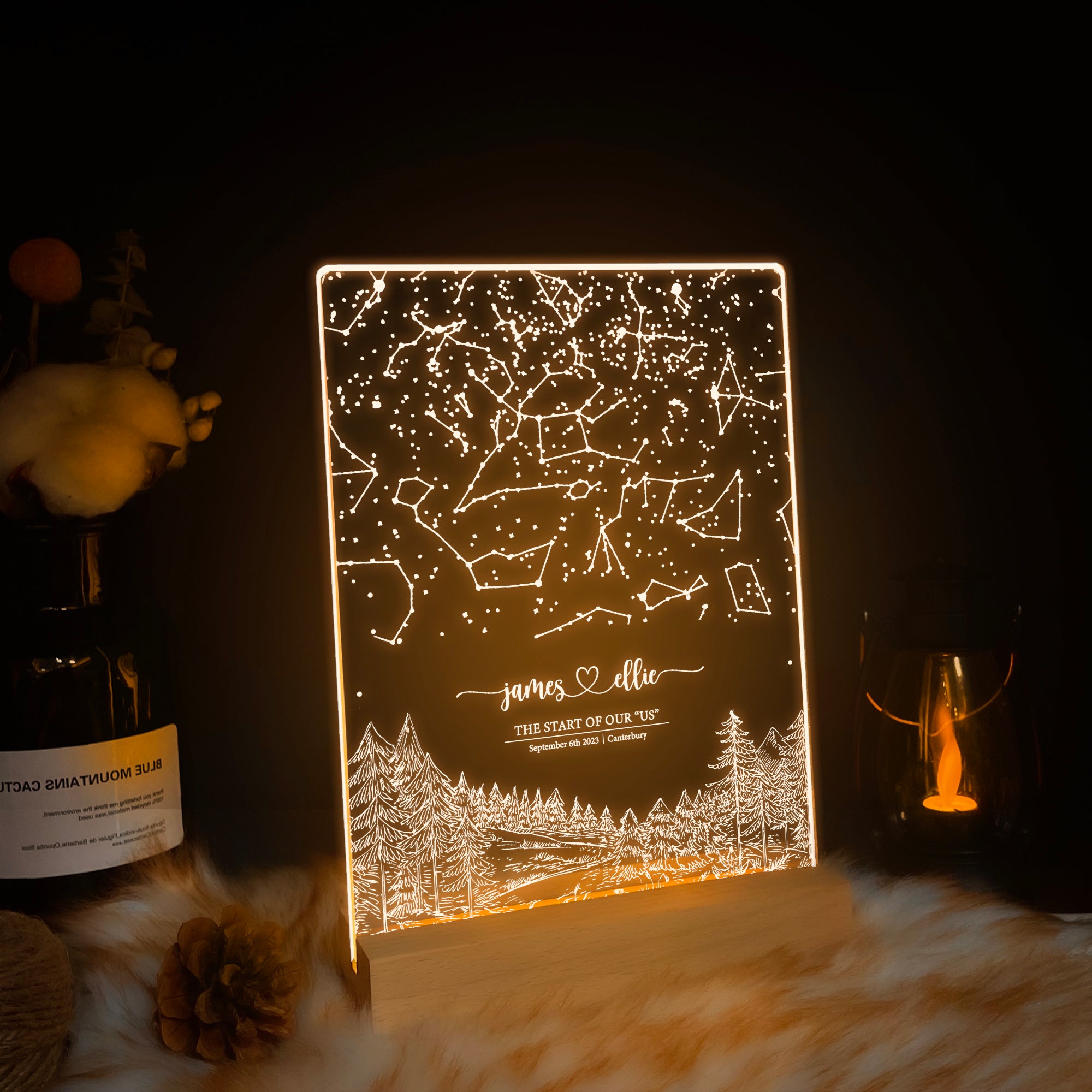 Personalized Night Sky Star Map by Date – Custom Constellation Print & Night Light (STAR01AH)