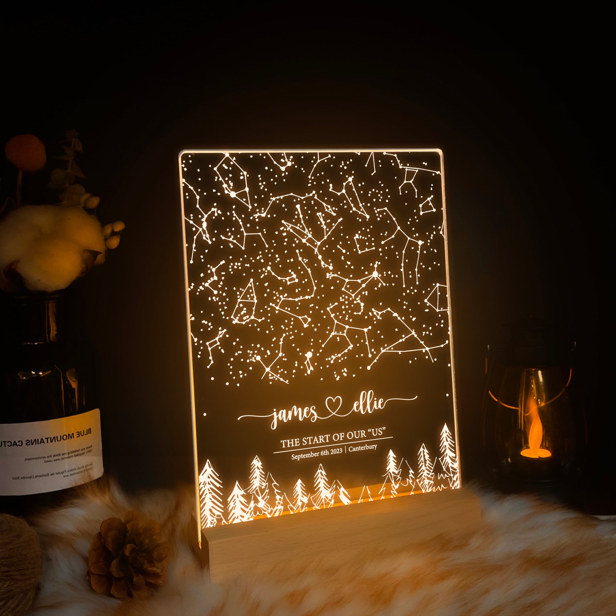Personalized Night Sky Star Map by Date – Custom Constellation Print & Night Light (STAR01P)