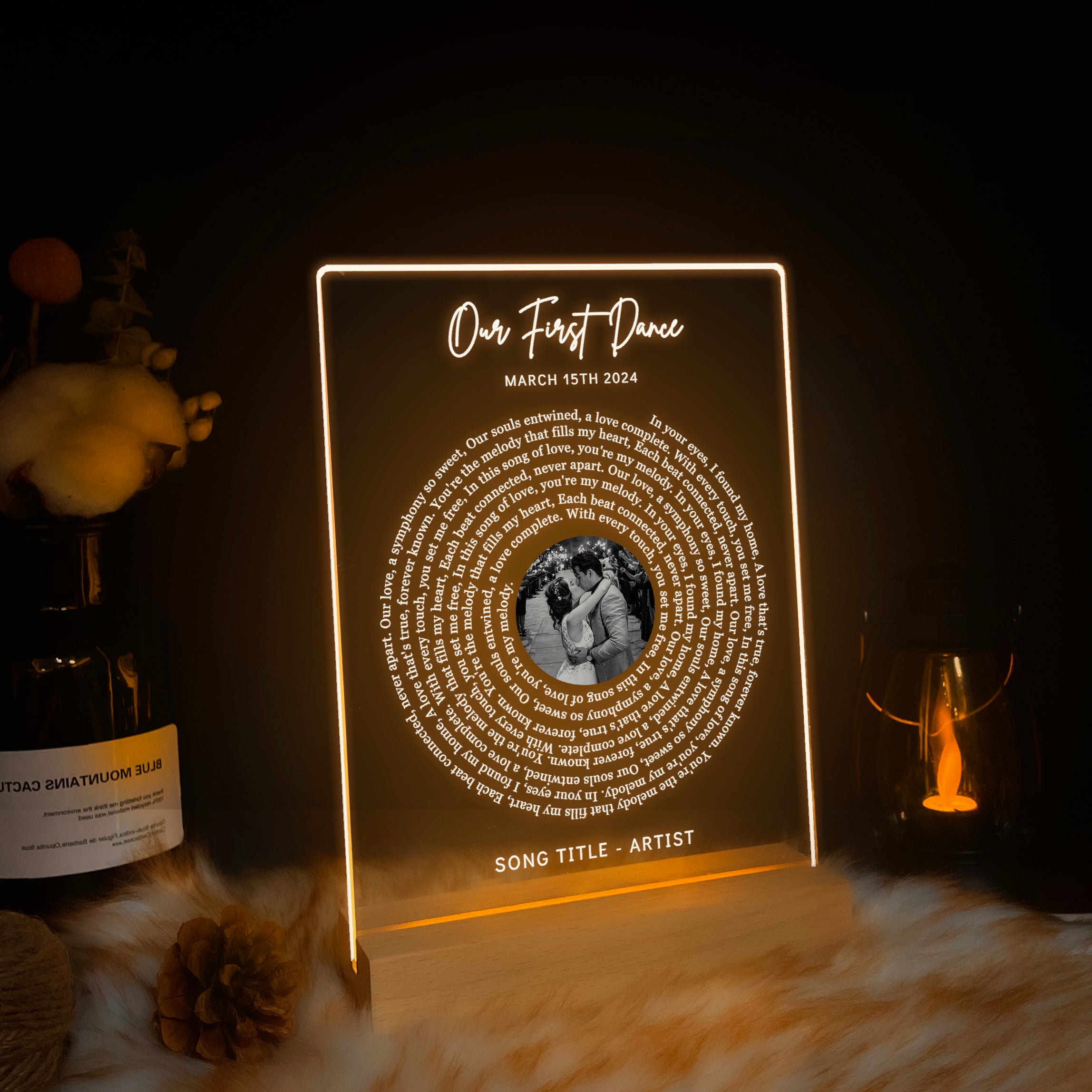 Personalized Photo LED Plaque with Names and Lyrics (ANV03)