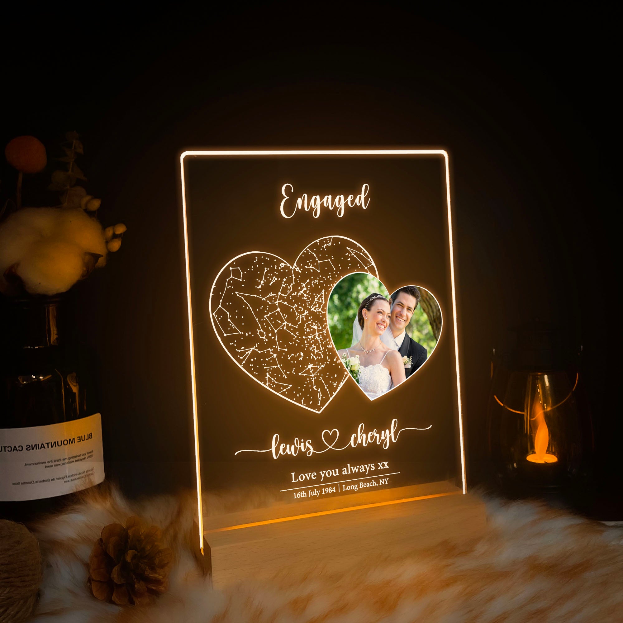 Personalized Engagement Star Map and Photo Light (STAR01K)