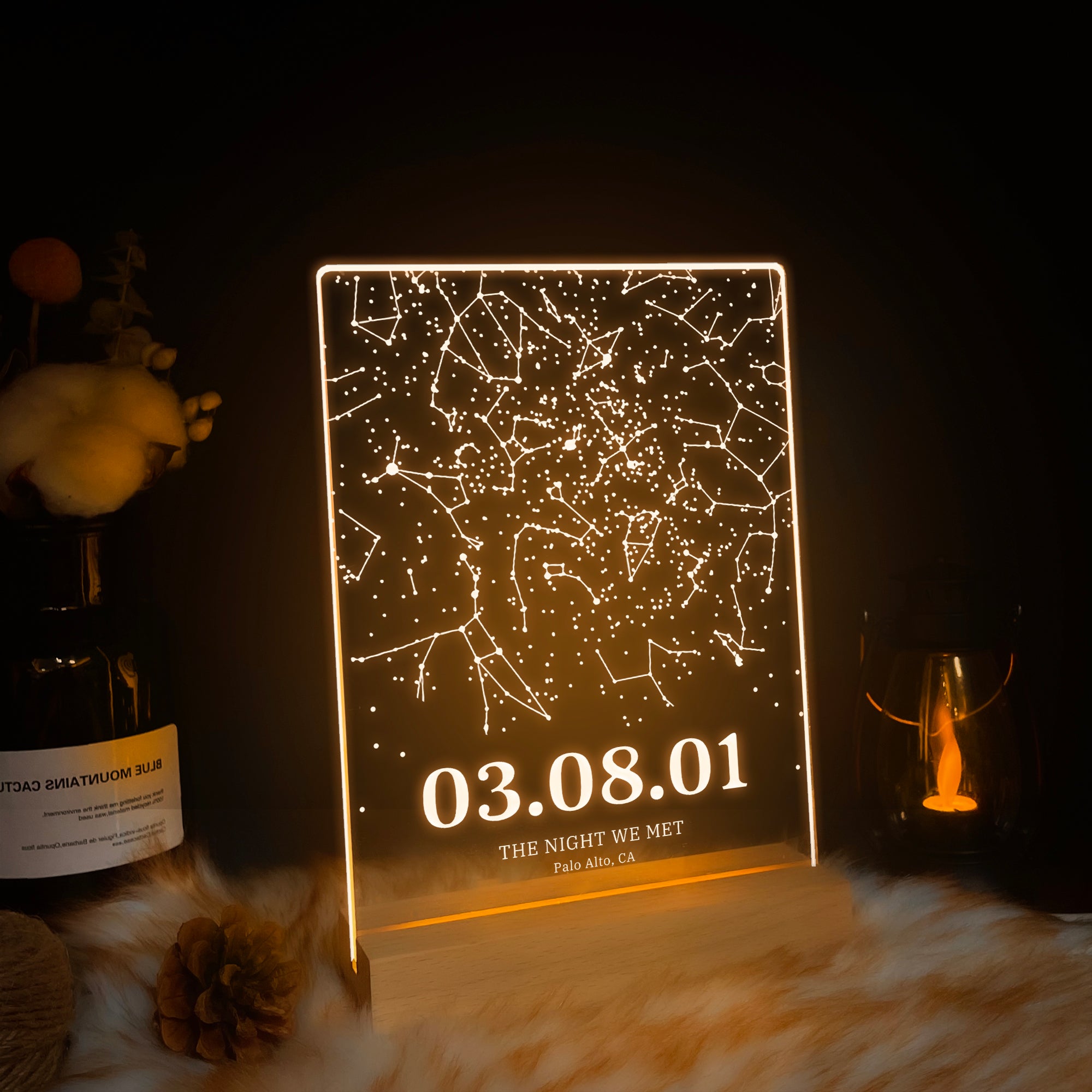Personalized Night Sky Star Map by Date – Custom Constellation Print & Night Light (STAR01Y)