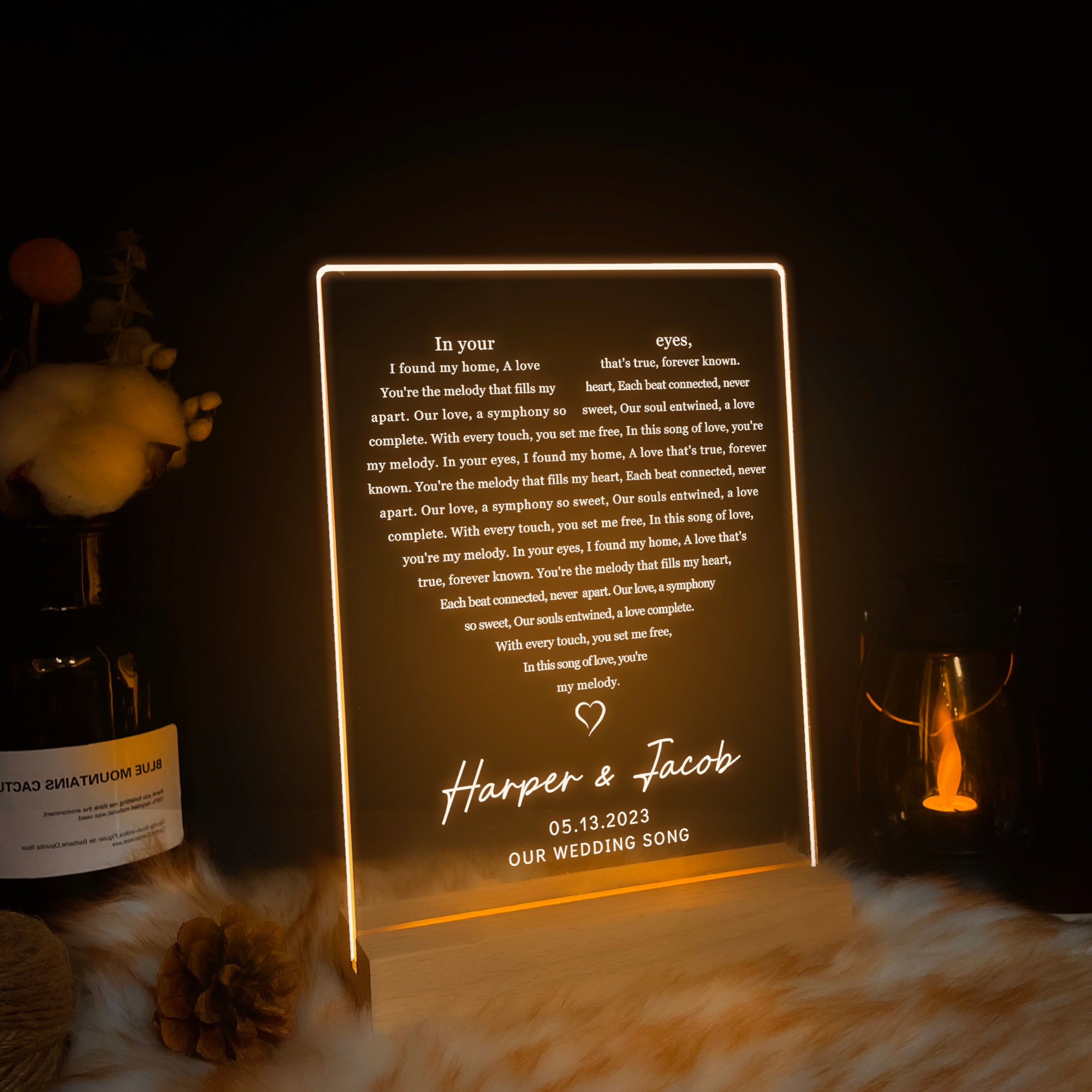 Personalized LED Plaque with Names and Lyrics (ANV02)