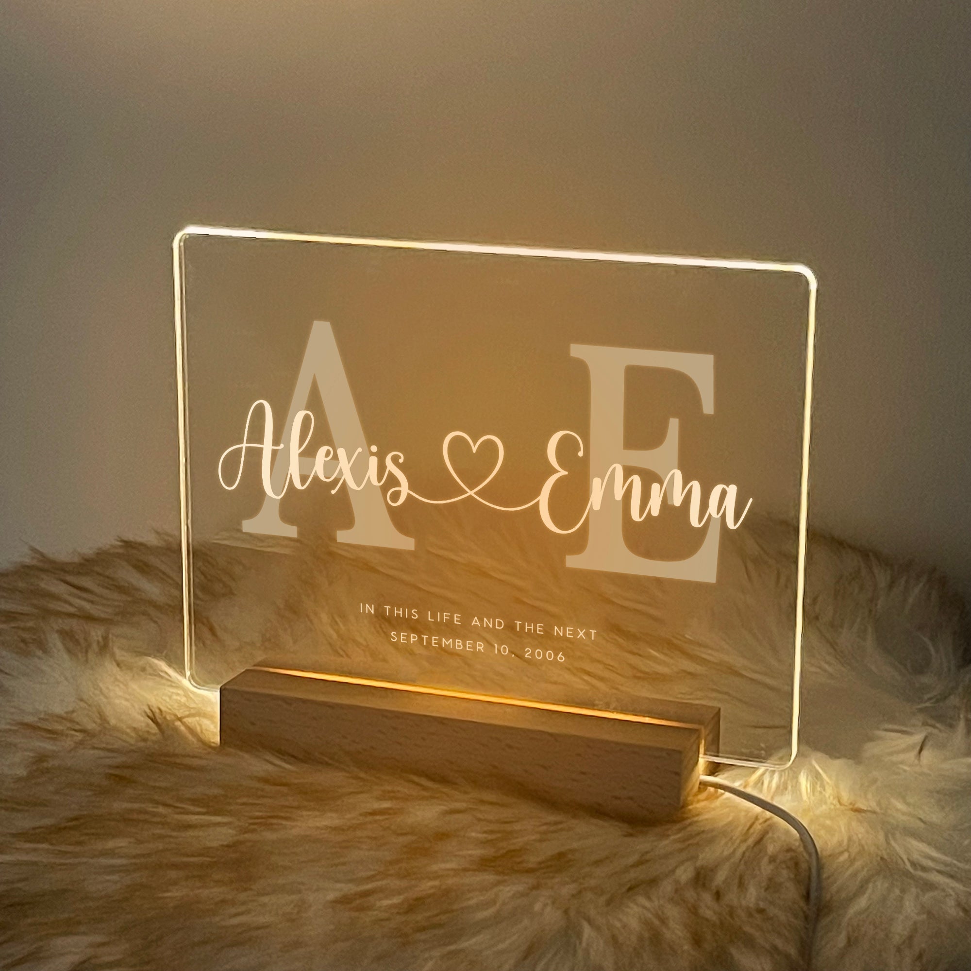 Personalized Initials LED Acrylic Night Light (NNV06)
