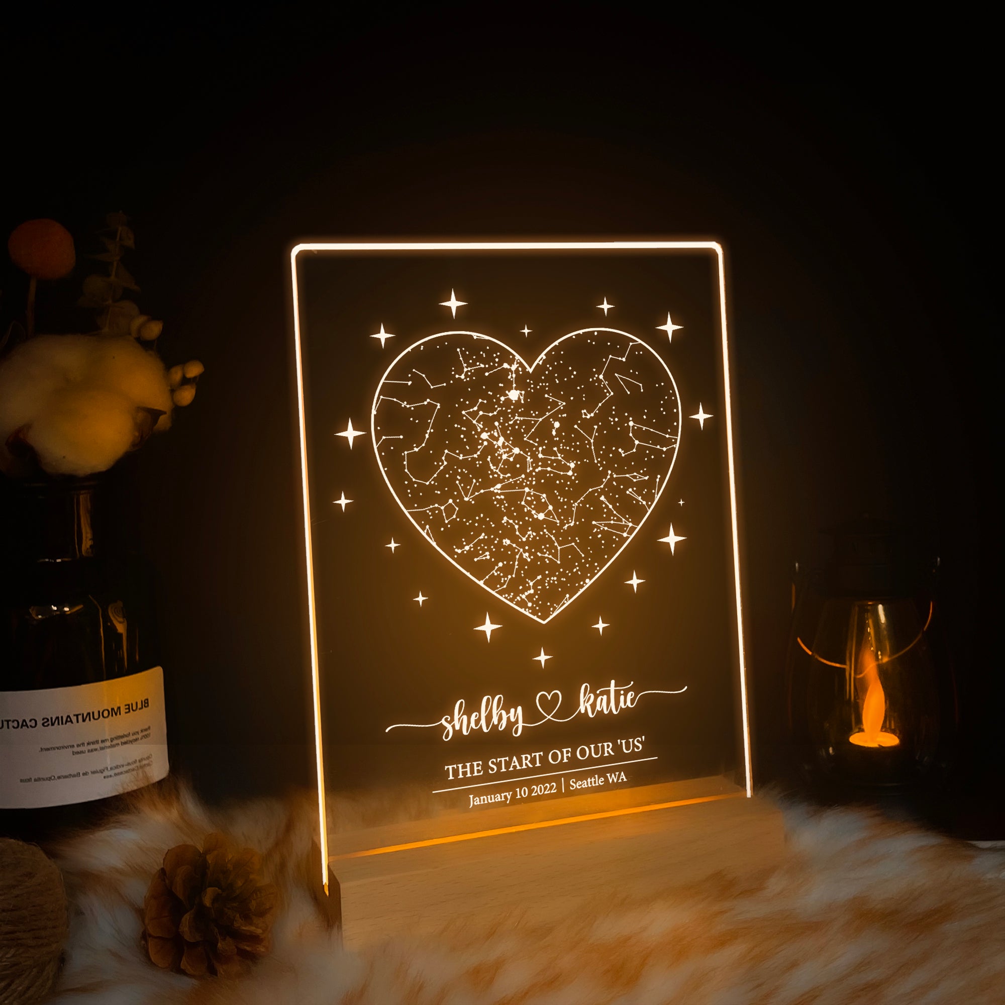 Personalized Night Sky Star Map by Date – Custom Constellation Print & Night Light (STAR01AB)