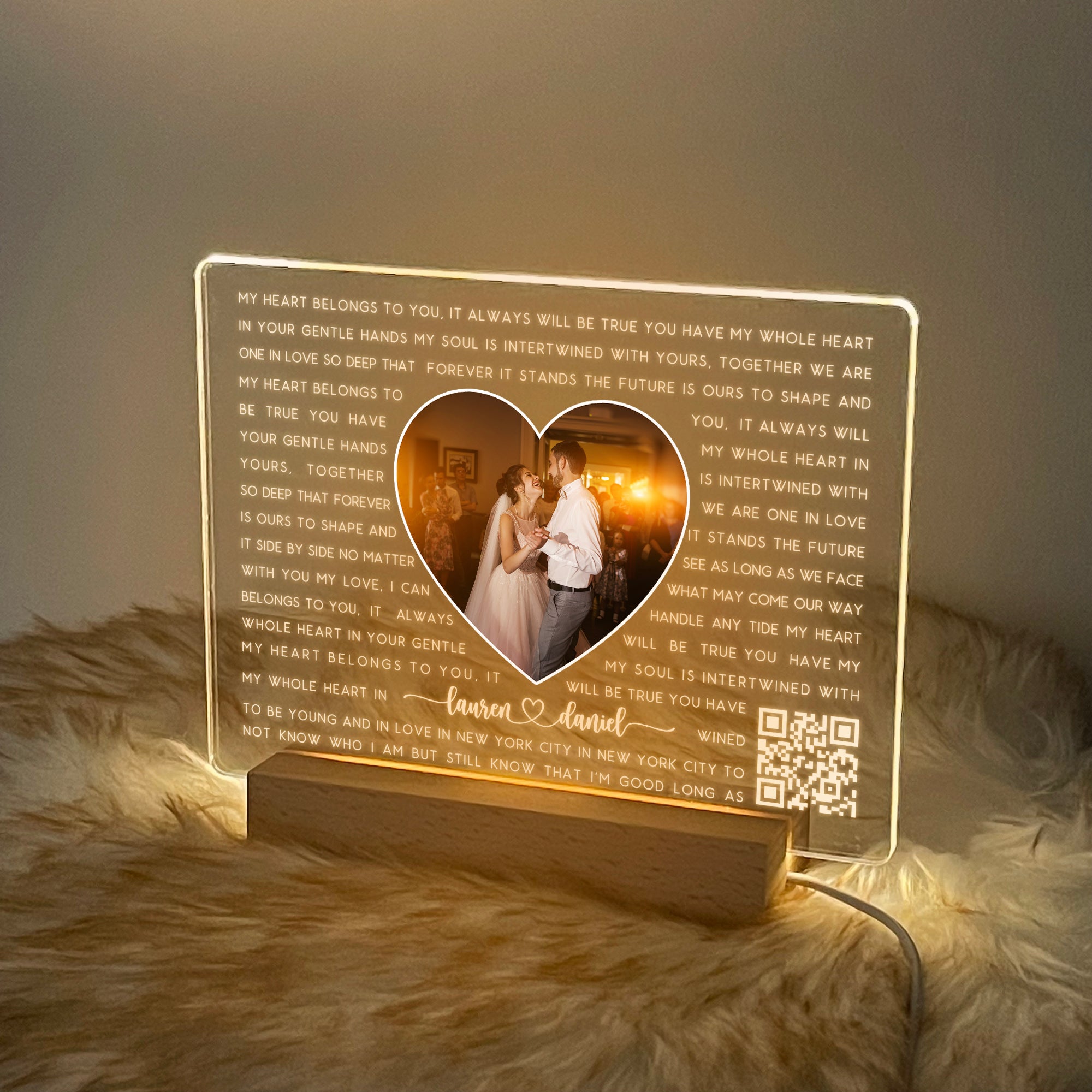 Personalized Photo LED Plaque with Names and Lyrics (ANV01)
