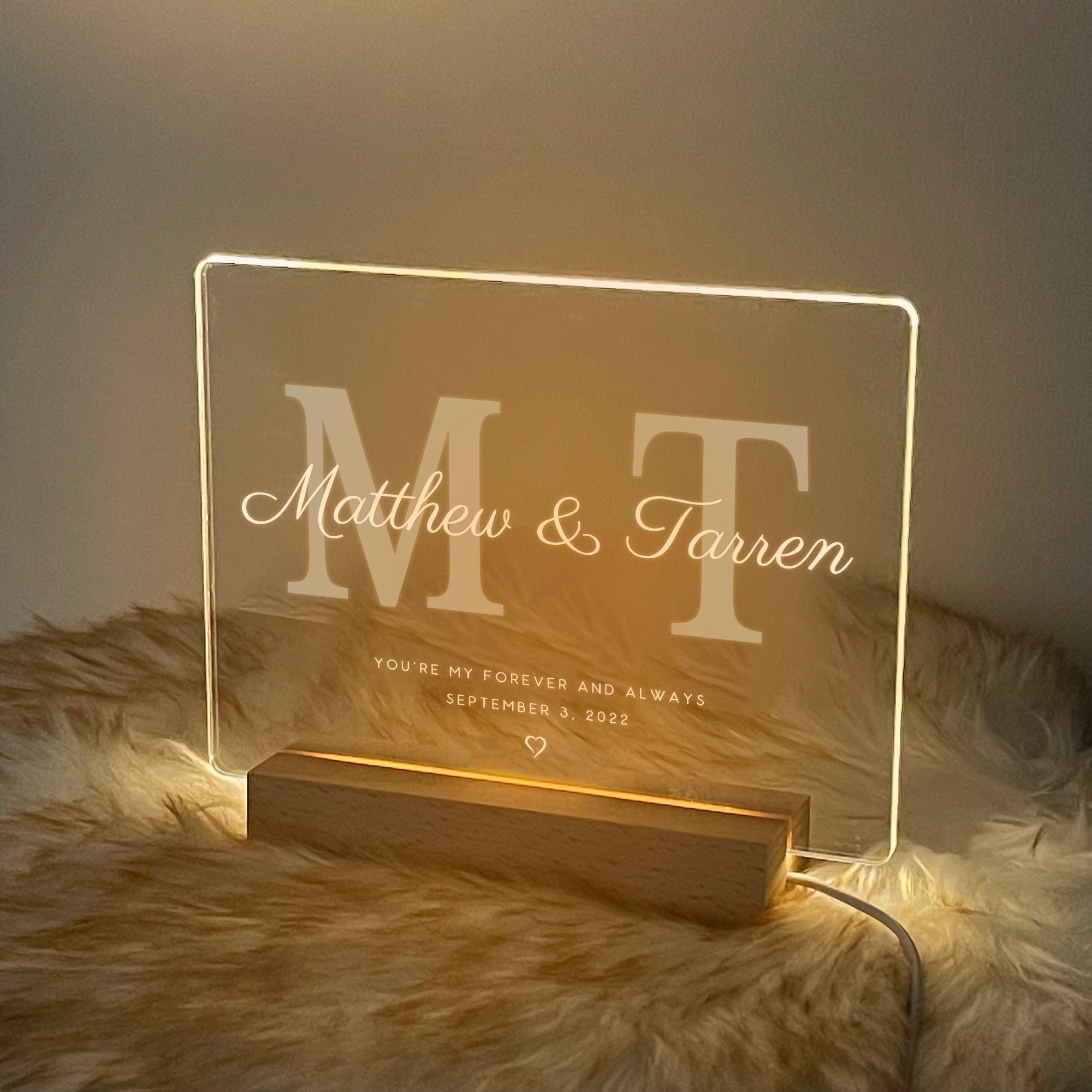 Personalized Initials LED Acrylic Night Light (NNV07)