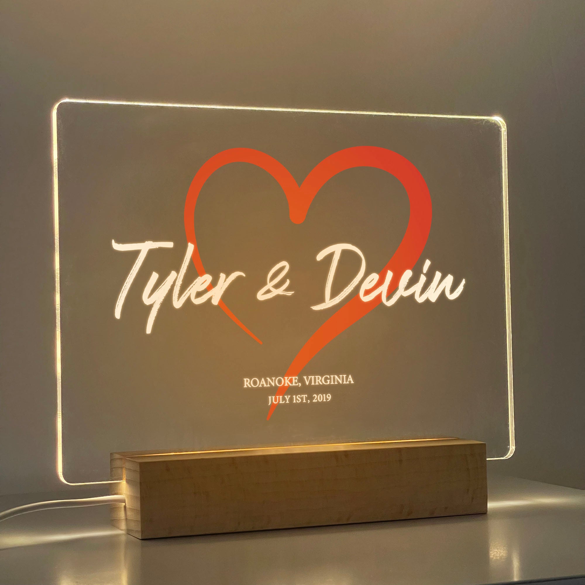 Personalized Couple Name LED Acrylic Night Light (NNV03)