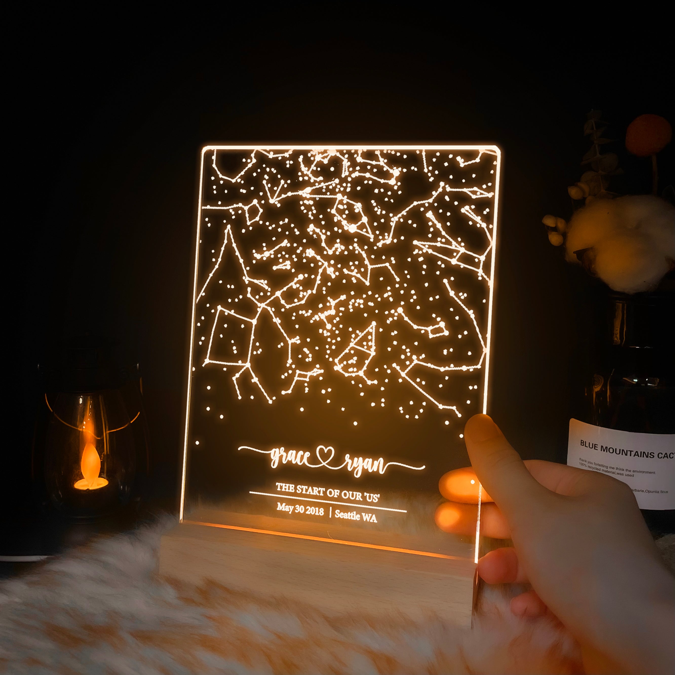 Personalized Night Sky Star Map by Date – Custom Constellation Print & Night Light (STAR01)