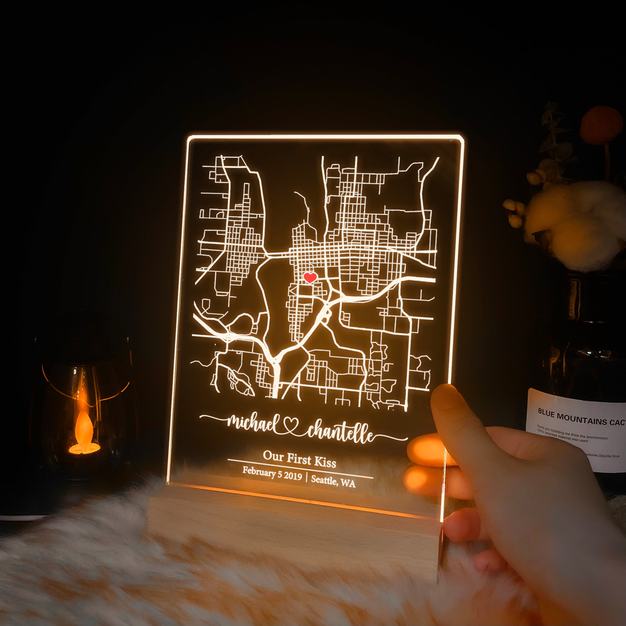 Custom Location Map Acrylic Night Light (MAP01)