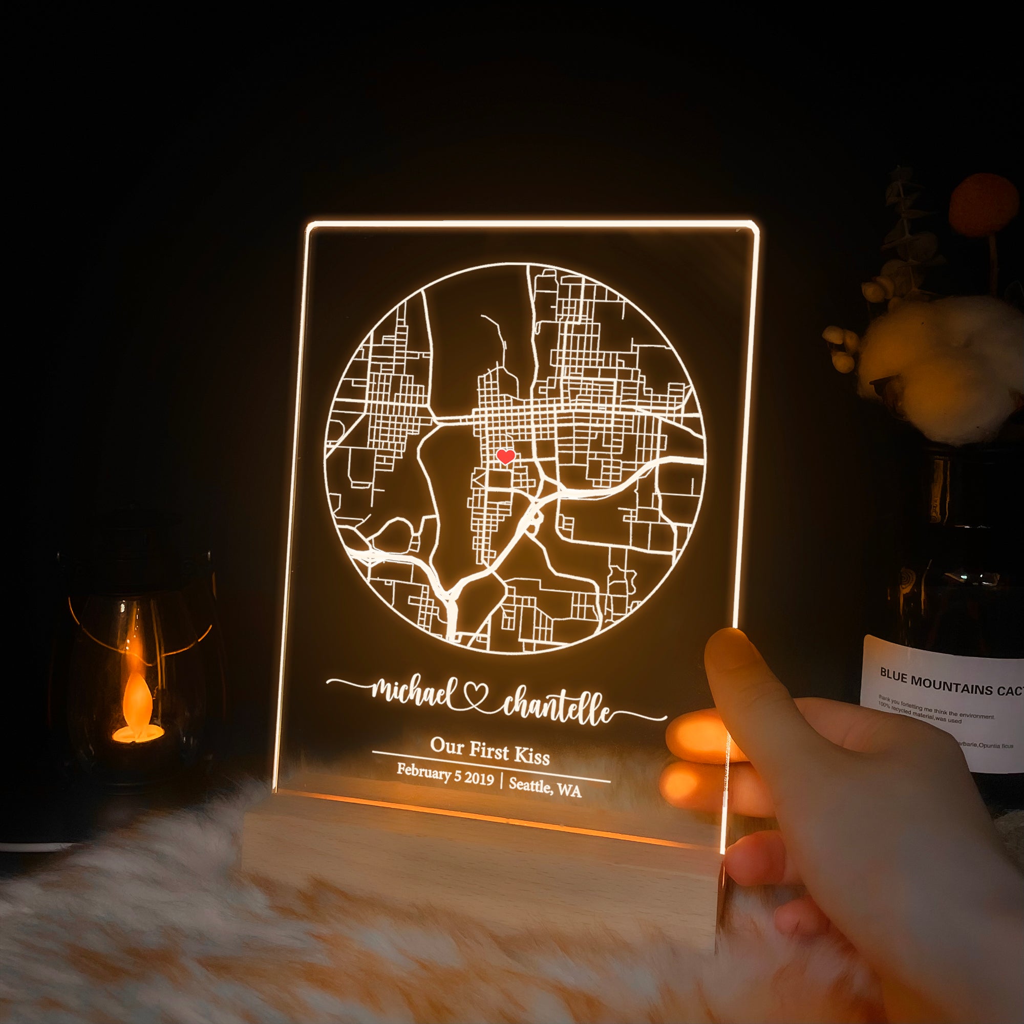 Custom Location Map Acrylic Night Light (MAP03)