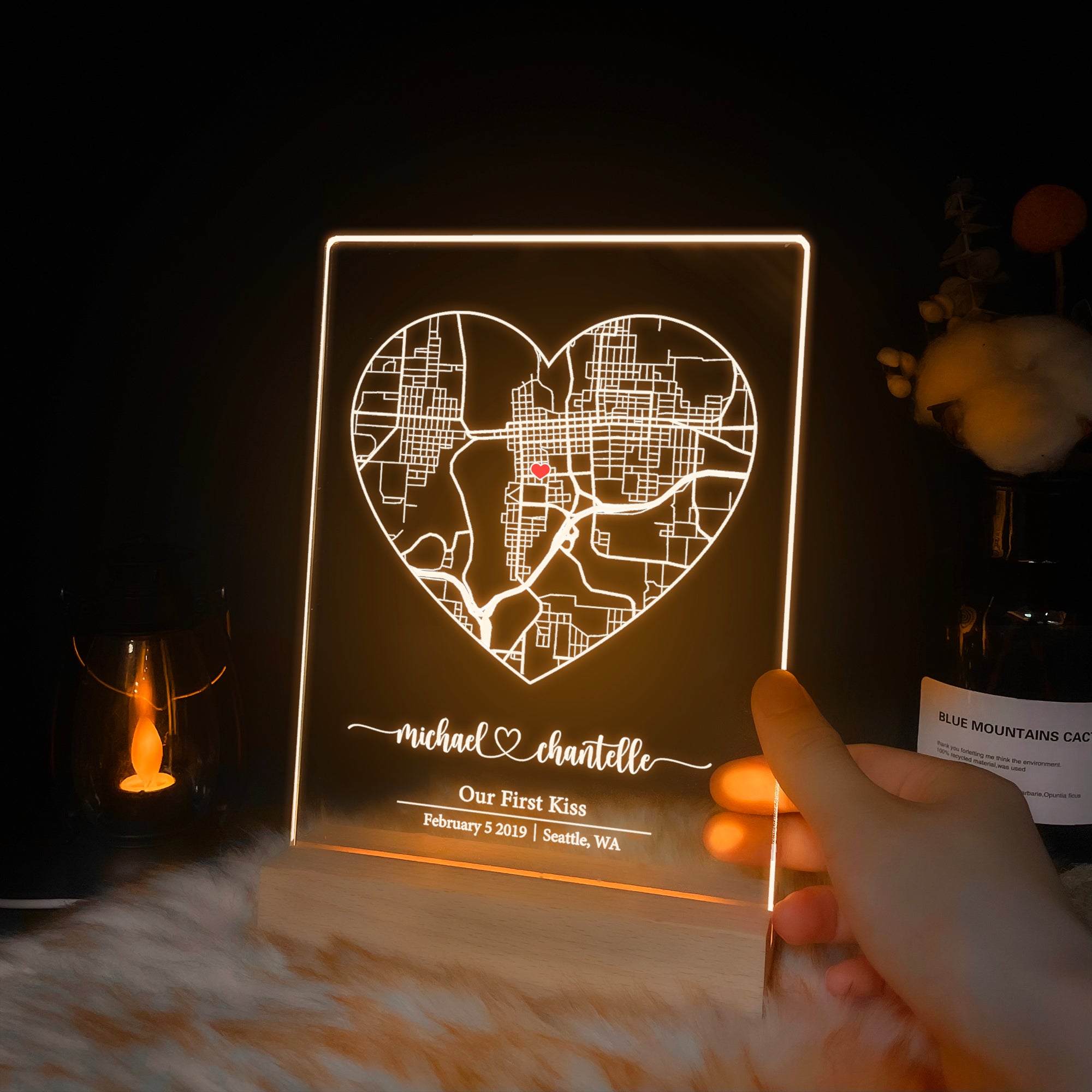 Custom Location Map Acrylic Night Light (MAP02)