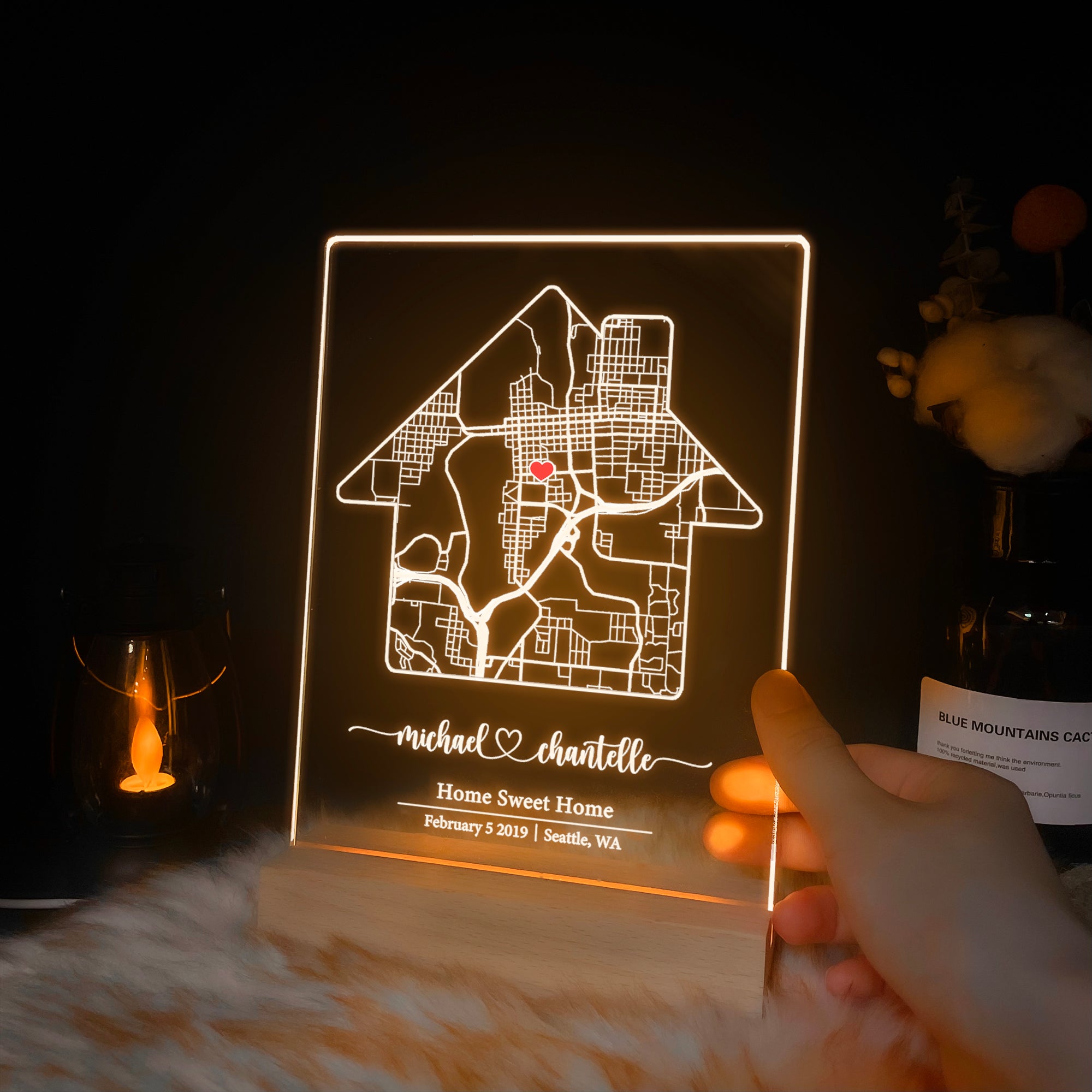 Custom Location Map Acrylic Night Light (MAP04)