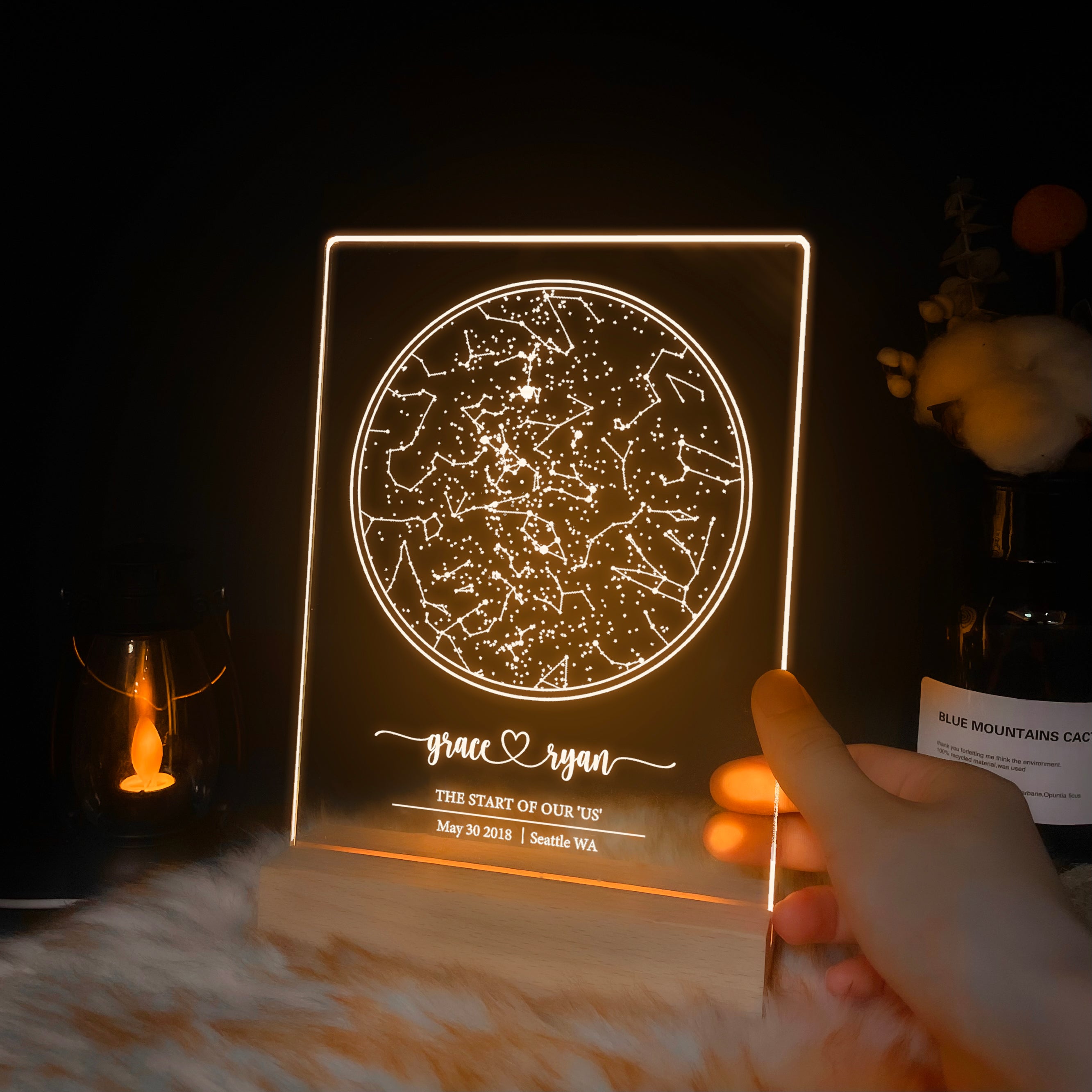 Personalized Night Sky Star Map by Date – Custom Constellation Print & Night Light (STAR01G)