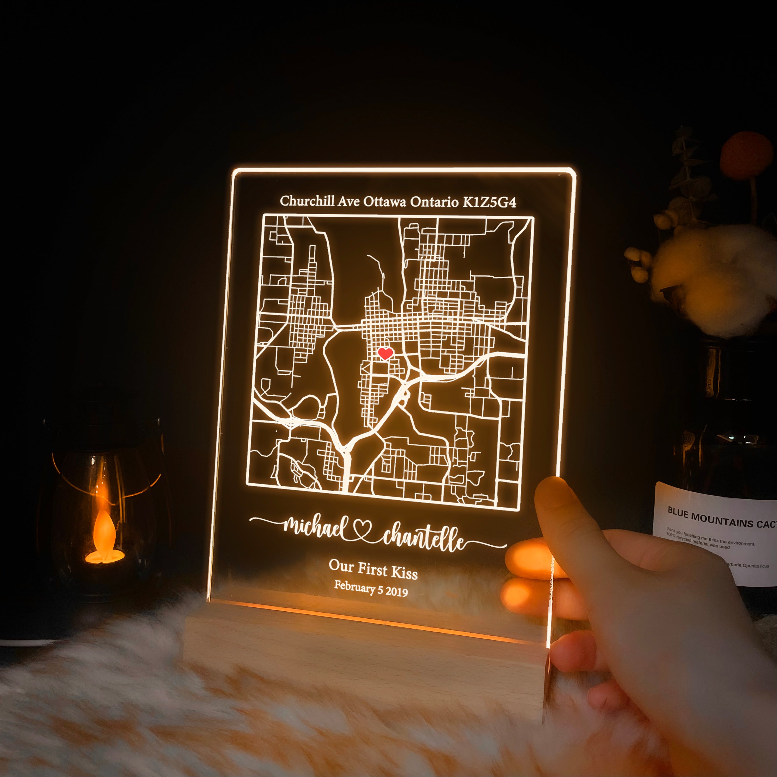 Custom Location Map Acrylic Night Light (MAP06)
