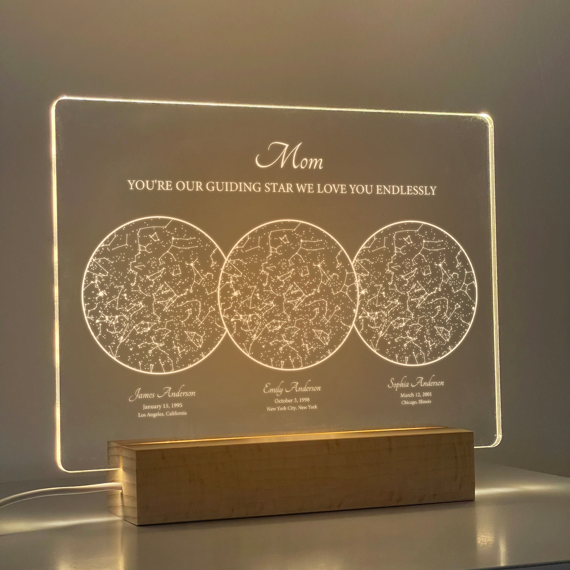 Personalized Night Sky Star Map by Date – Custom Constellation Print & Night Light (STAR01E)