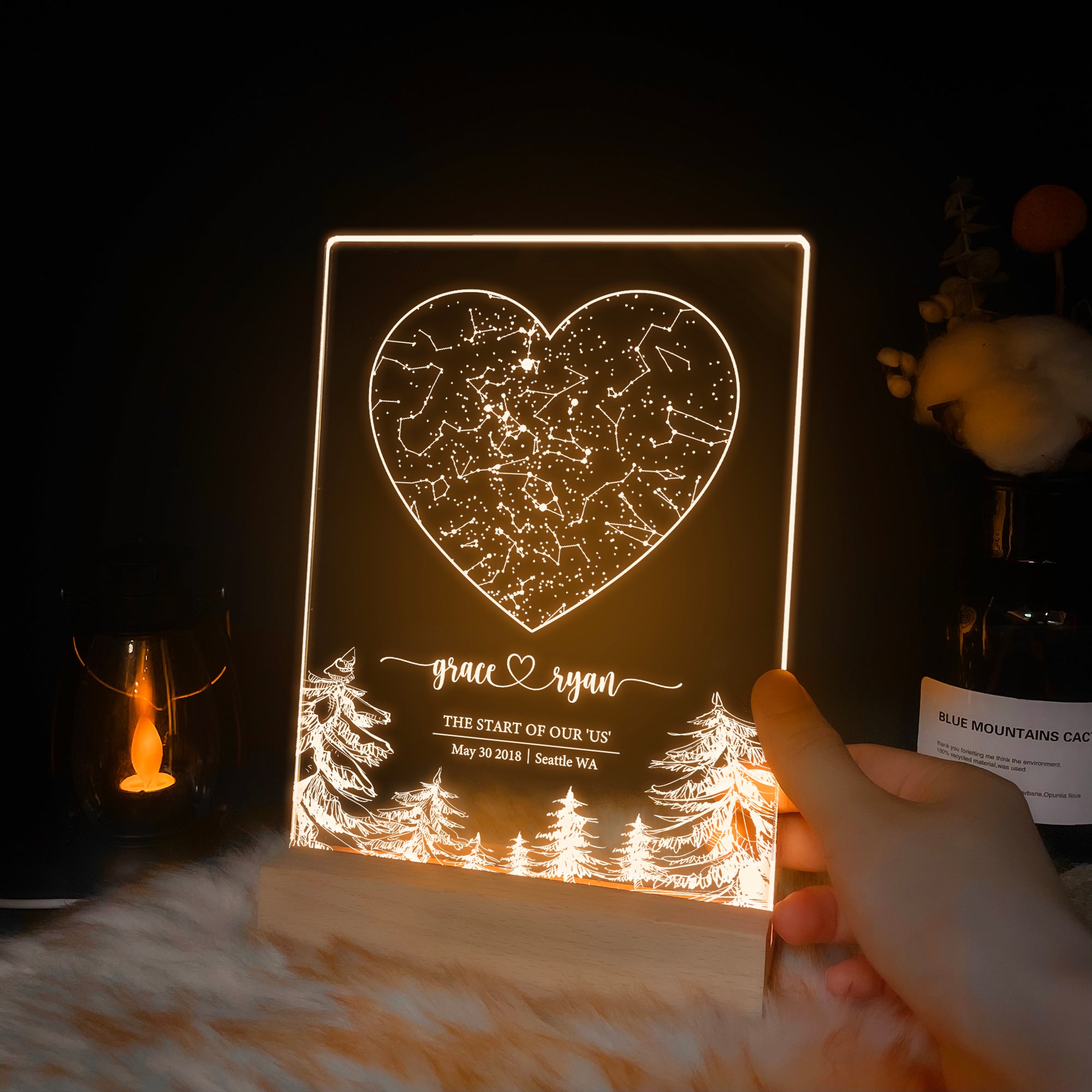 Personalized Night Sky Star Map by Date – Custom Constellation Print & Night Light (STAR01R)