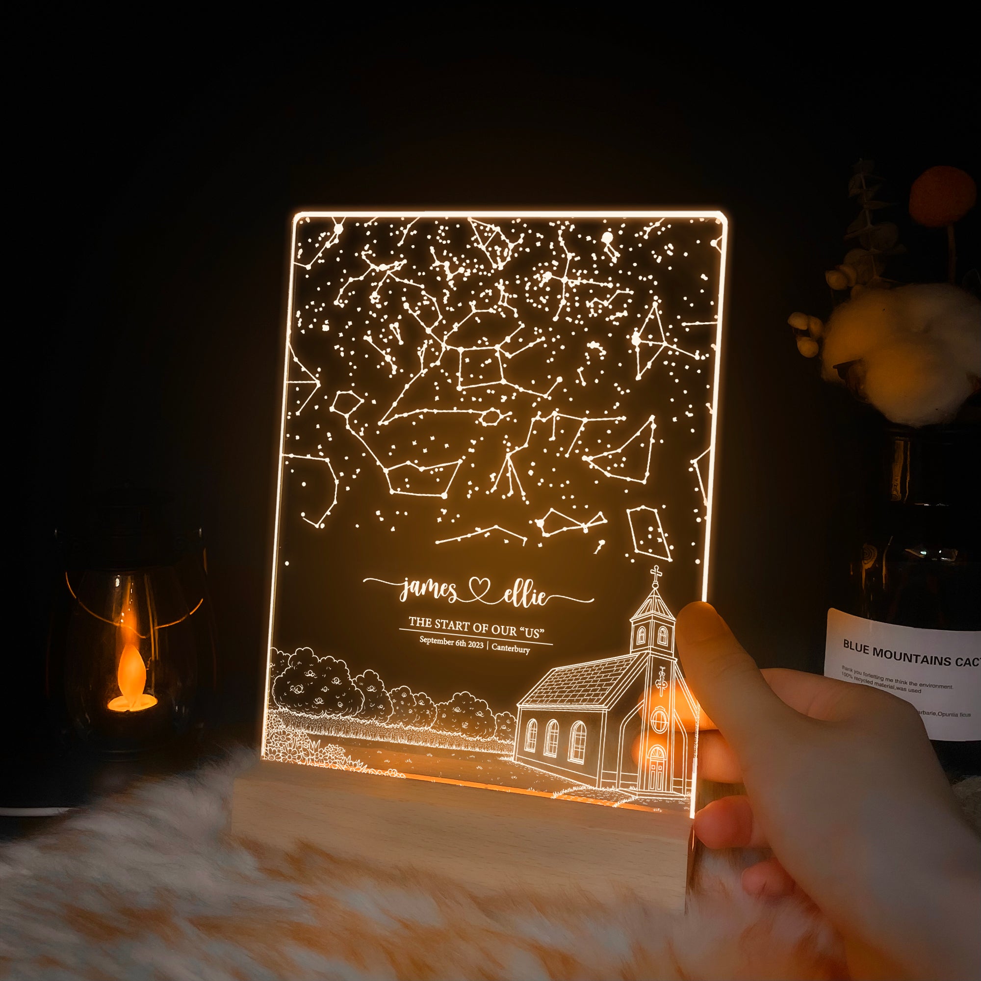 Personalized Night Sky Star Map by Date – Custom Constellation Print & Night Light (STAR01AC)