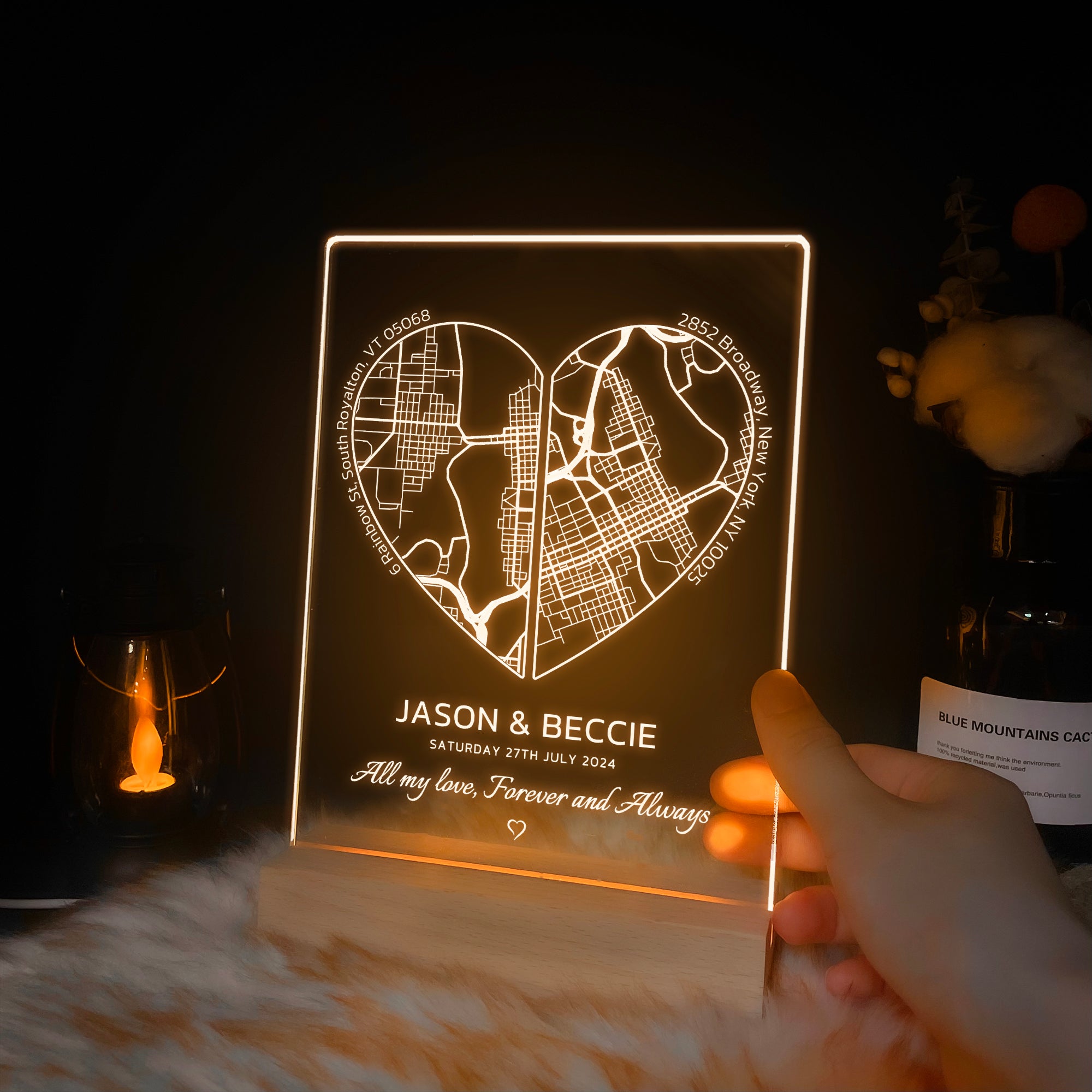 Custom Location Map Acrylic Night Light (MAP10)