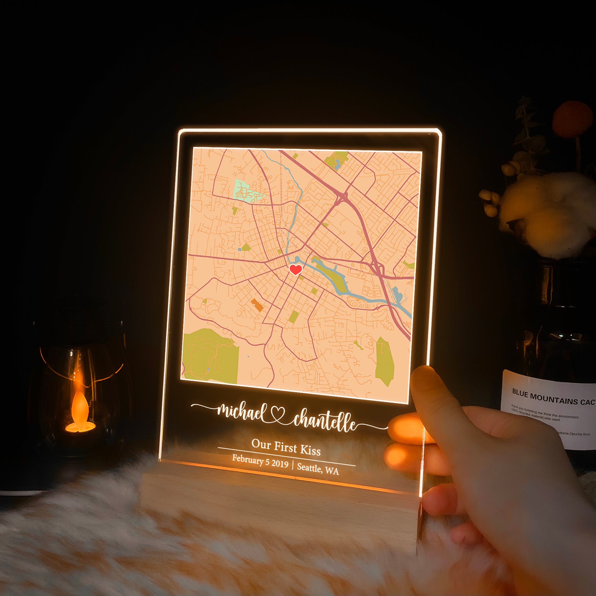 Custom Location Map Acrylic Night Light (MAP12)