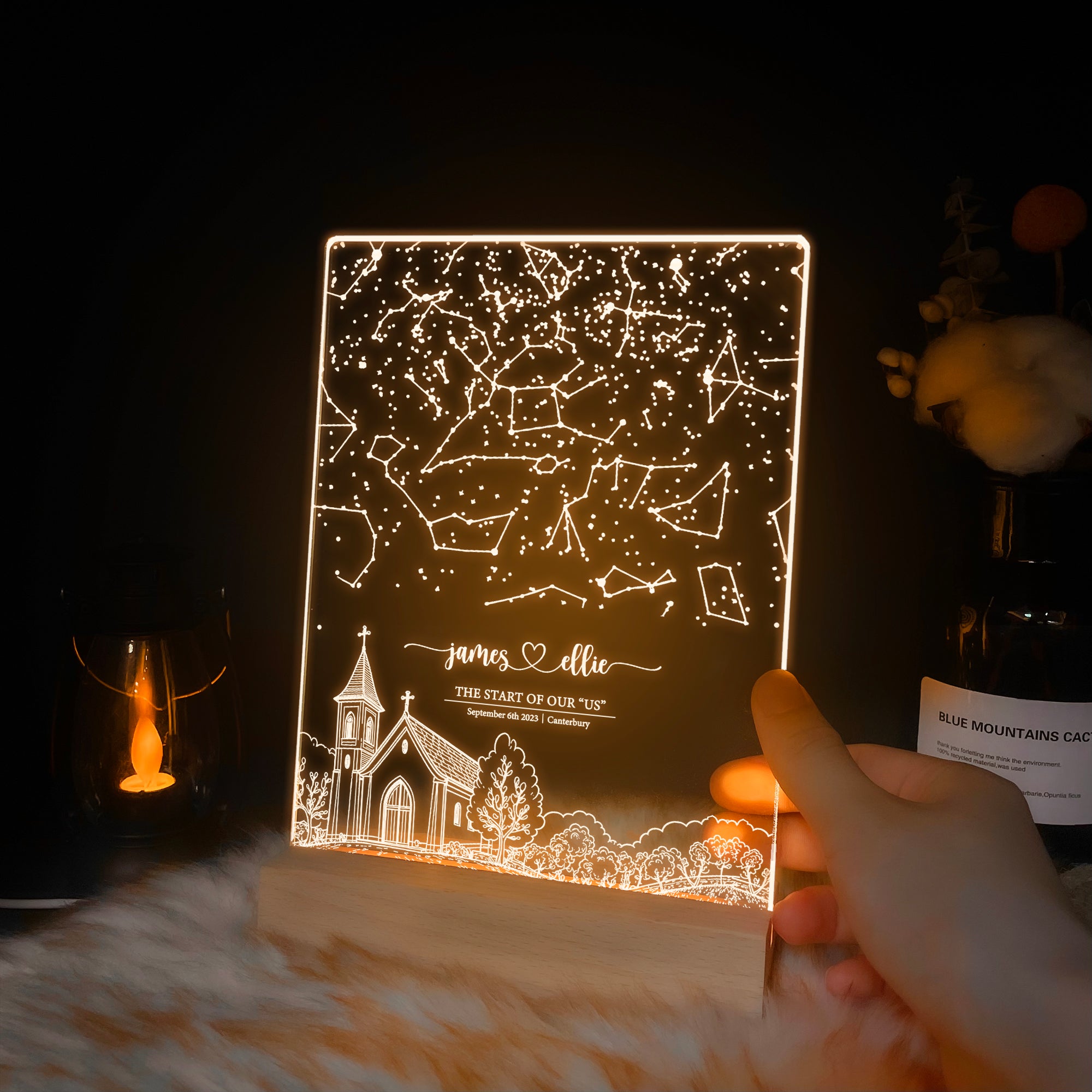 Personalized Night Sky Star Map by Date – Custom Constellation Print & Night Light (STAR01AD)