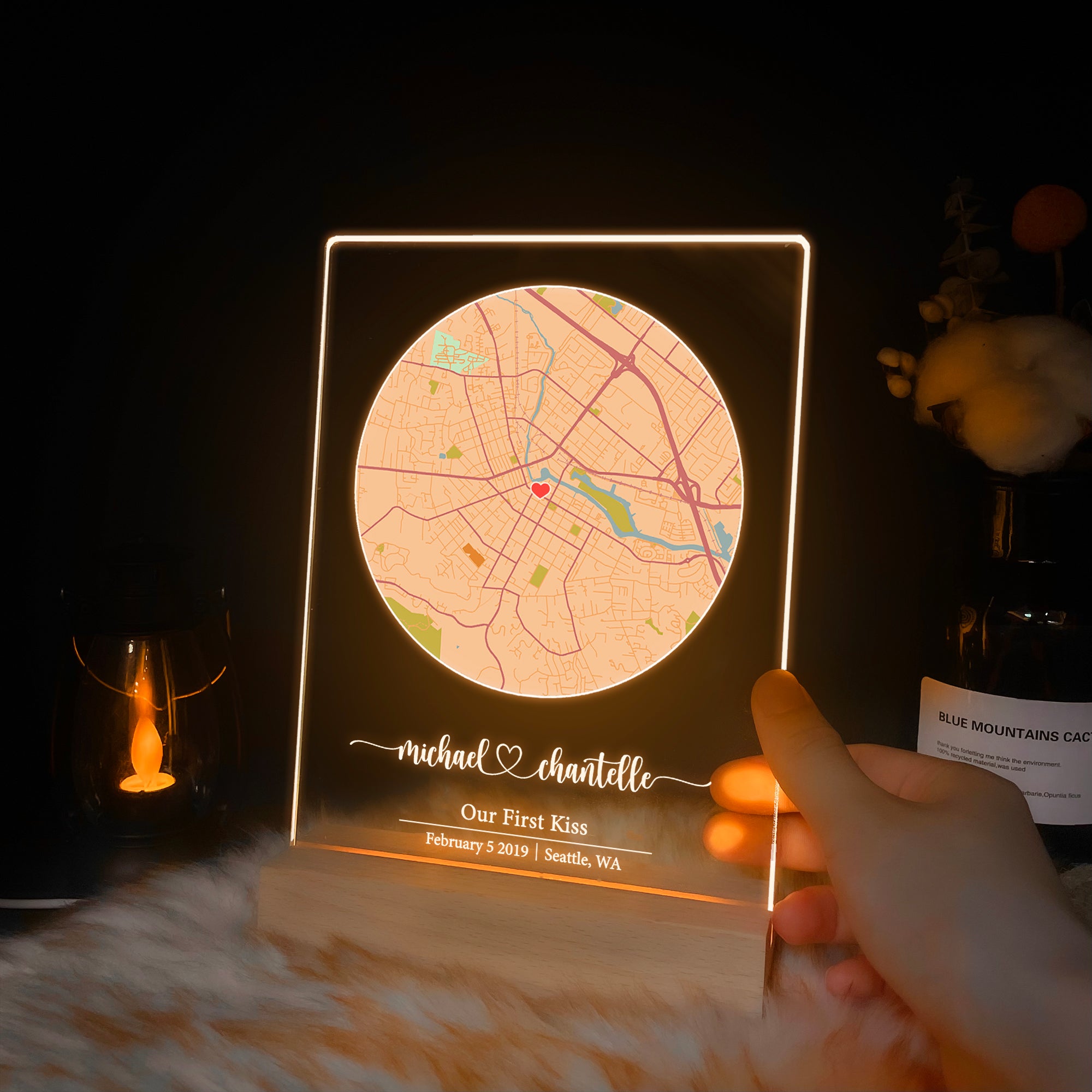 Custom Location Map Acrylic Night Light (MAP13)