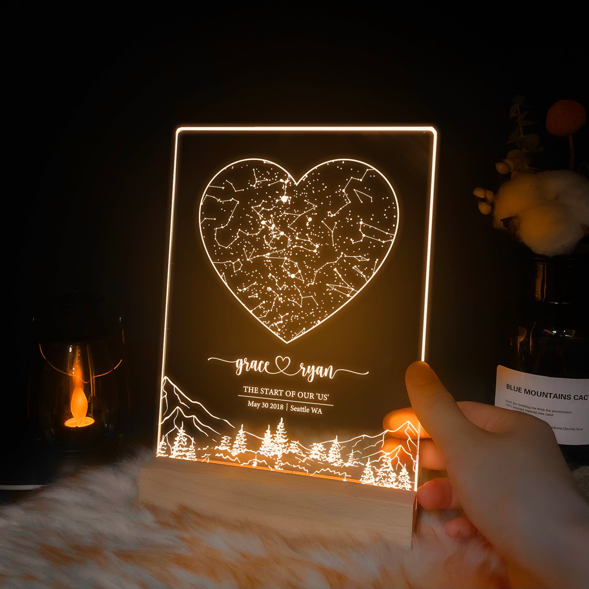 Personalized Night Sky Star Map by Date – Custom Constellation Print & Night Light (STAR01S)