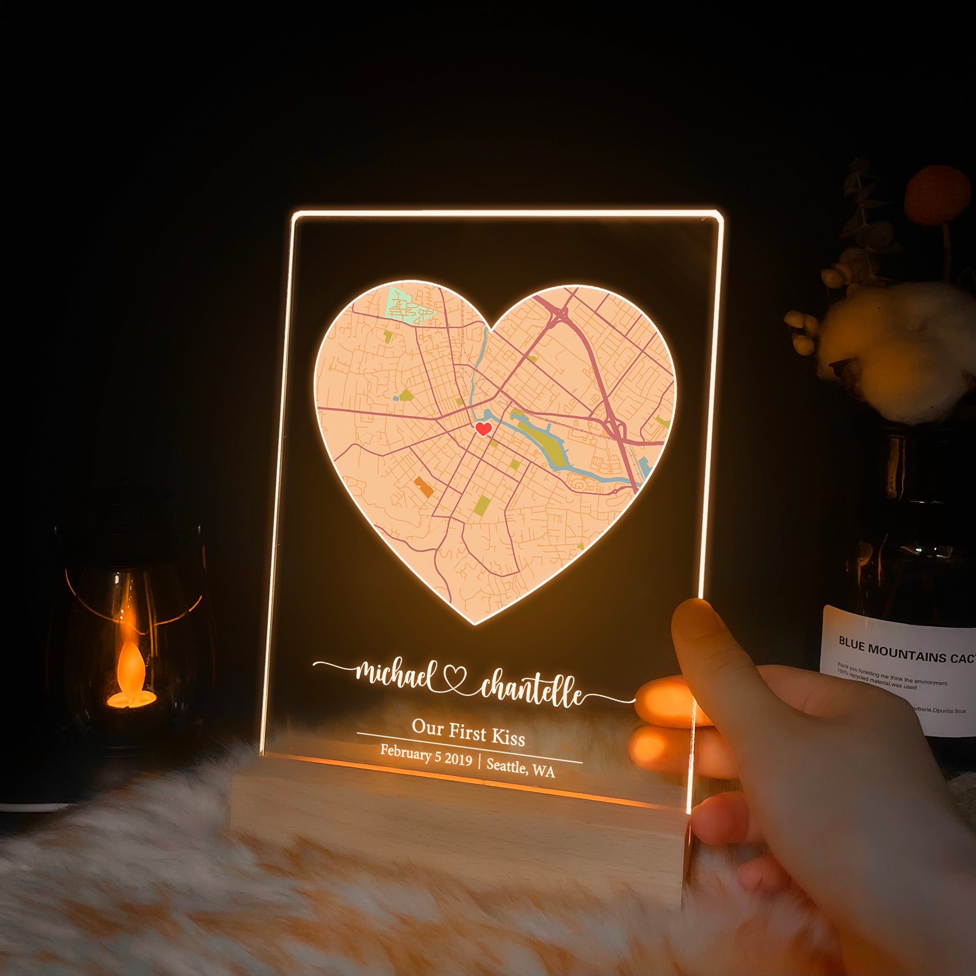 Custom Location Map Acrylic Night Light (MAP14)