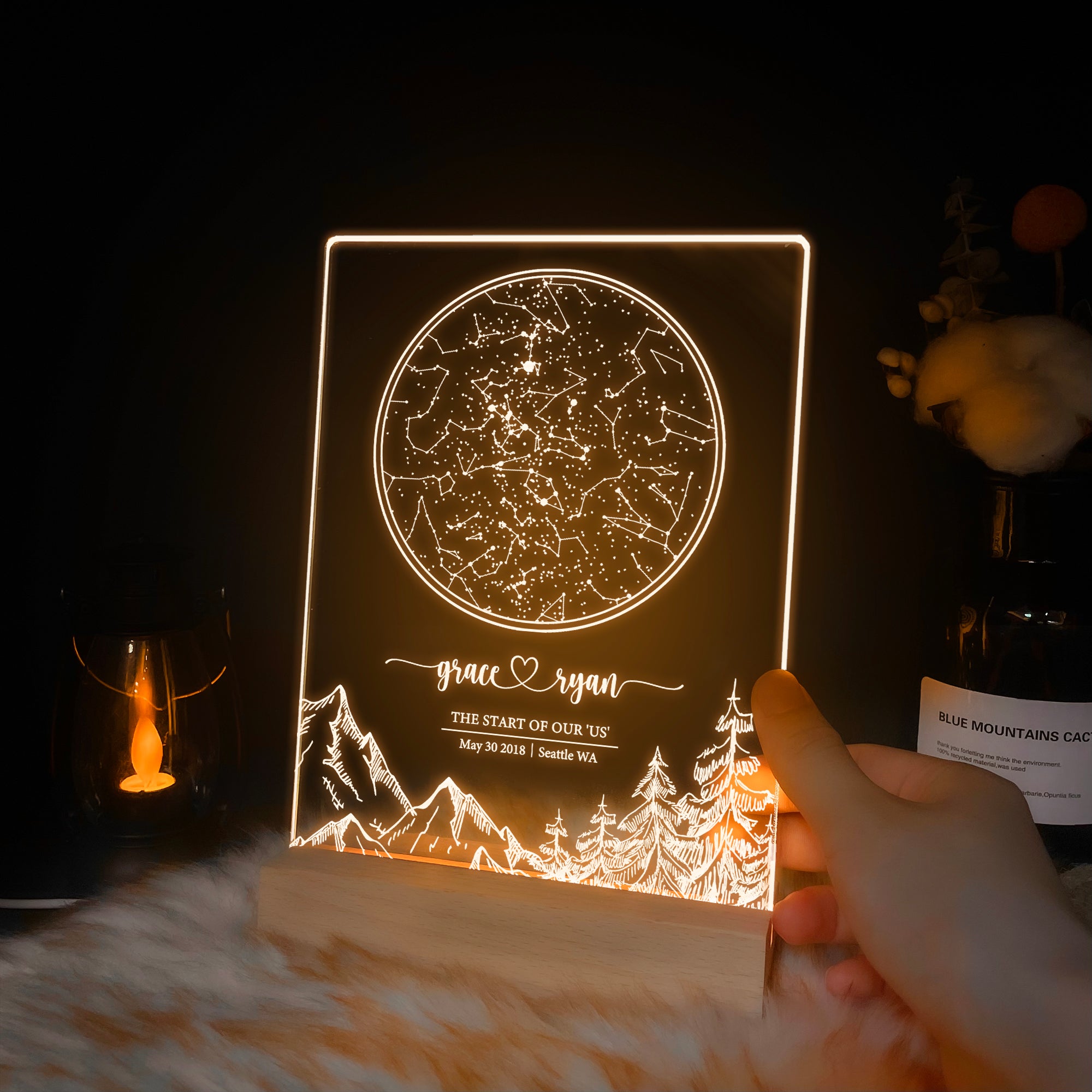 Personalized Night Sky Star Map by Date – Custom Constellation Print & Night Light (STAR01U)