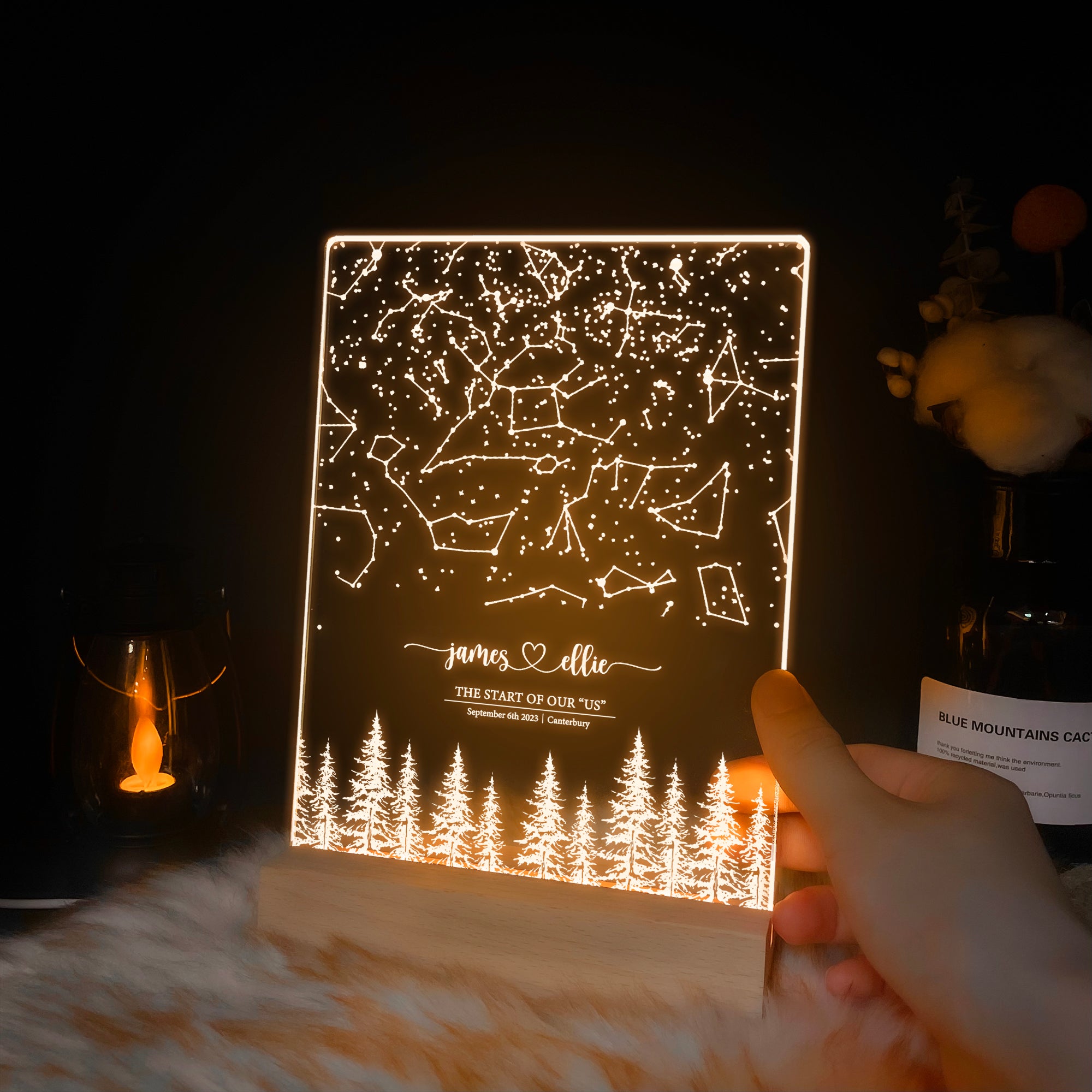 Personalized Night Sky Star Map by Date – Custom Constellation Print & Night Light (STAR01AE)