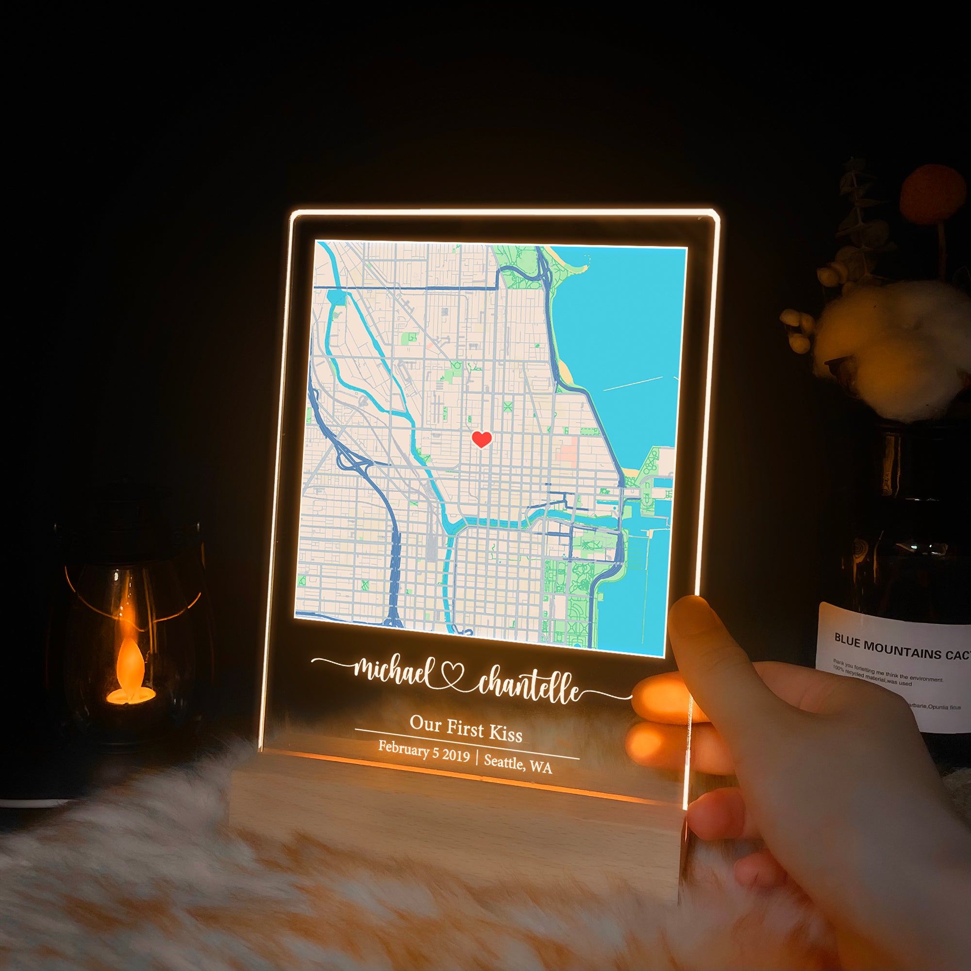 Custom Location Map Acrylic Night Light (MAP15)