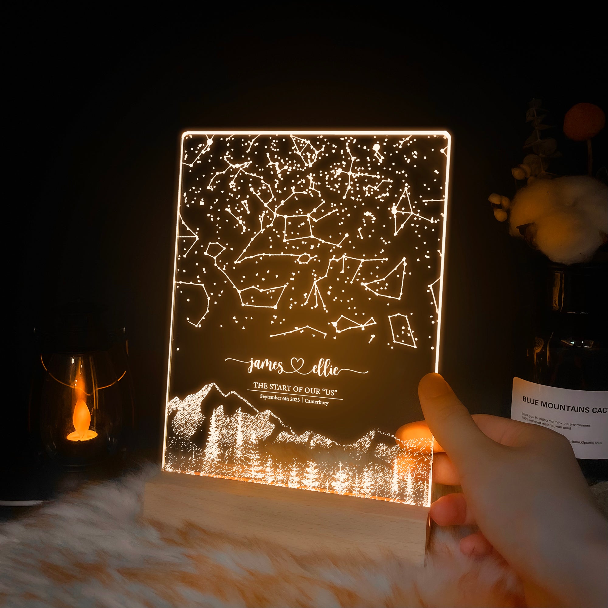 Personalized Night Sky Star Map by Date – Custom Constellation Print & Night Light (STAR01AF)